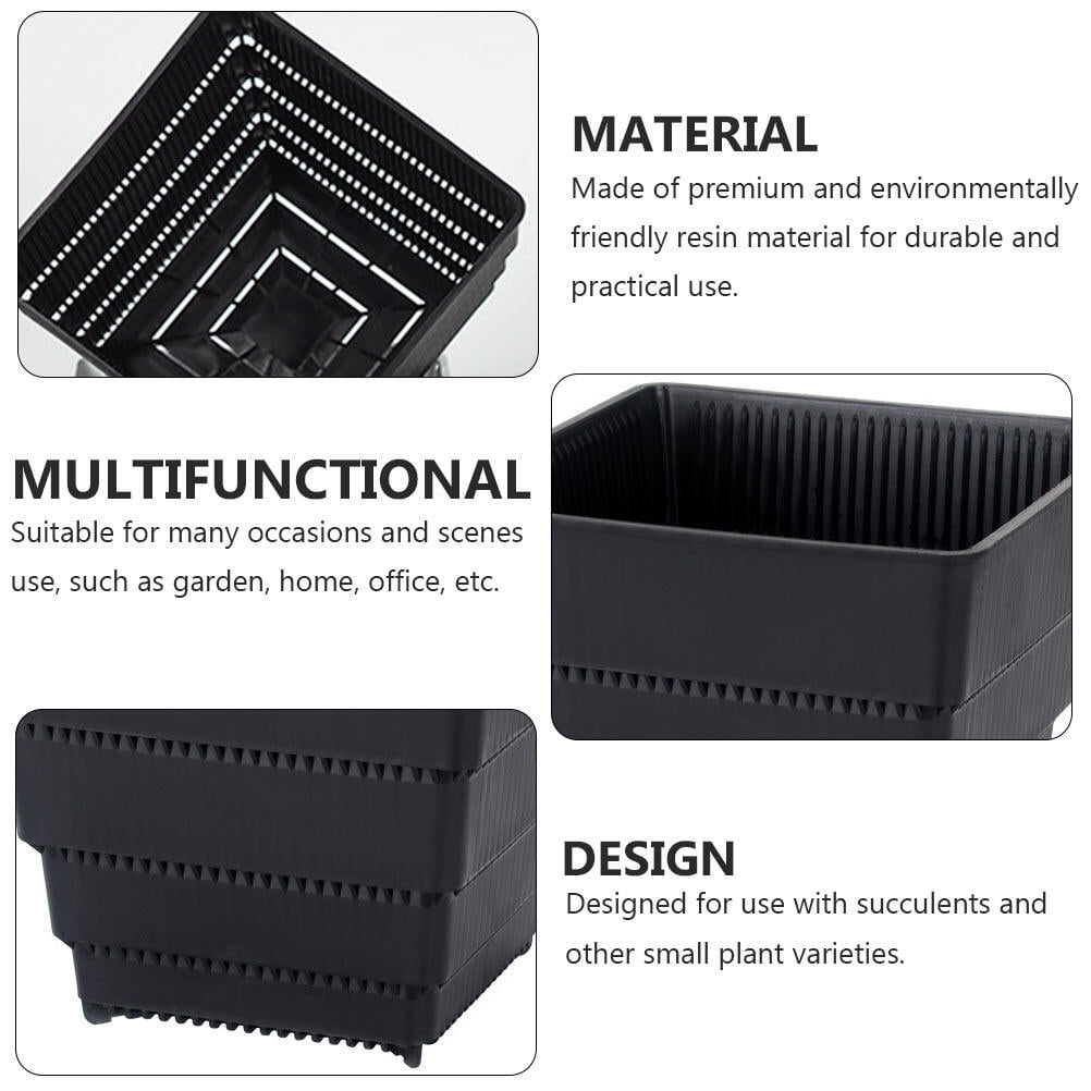 SWETRACE Planter Resin Black For Family 1Pc 4.7X4.4In 12X11.1CM Black