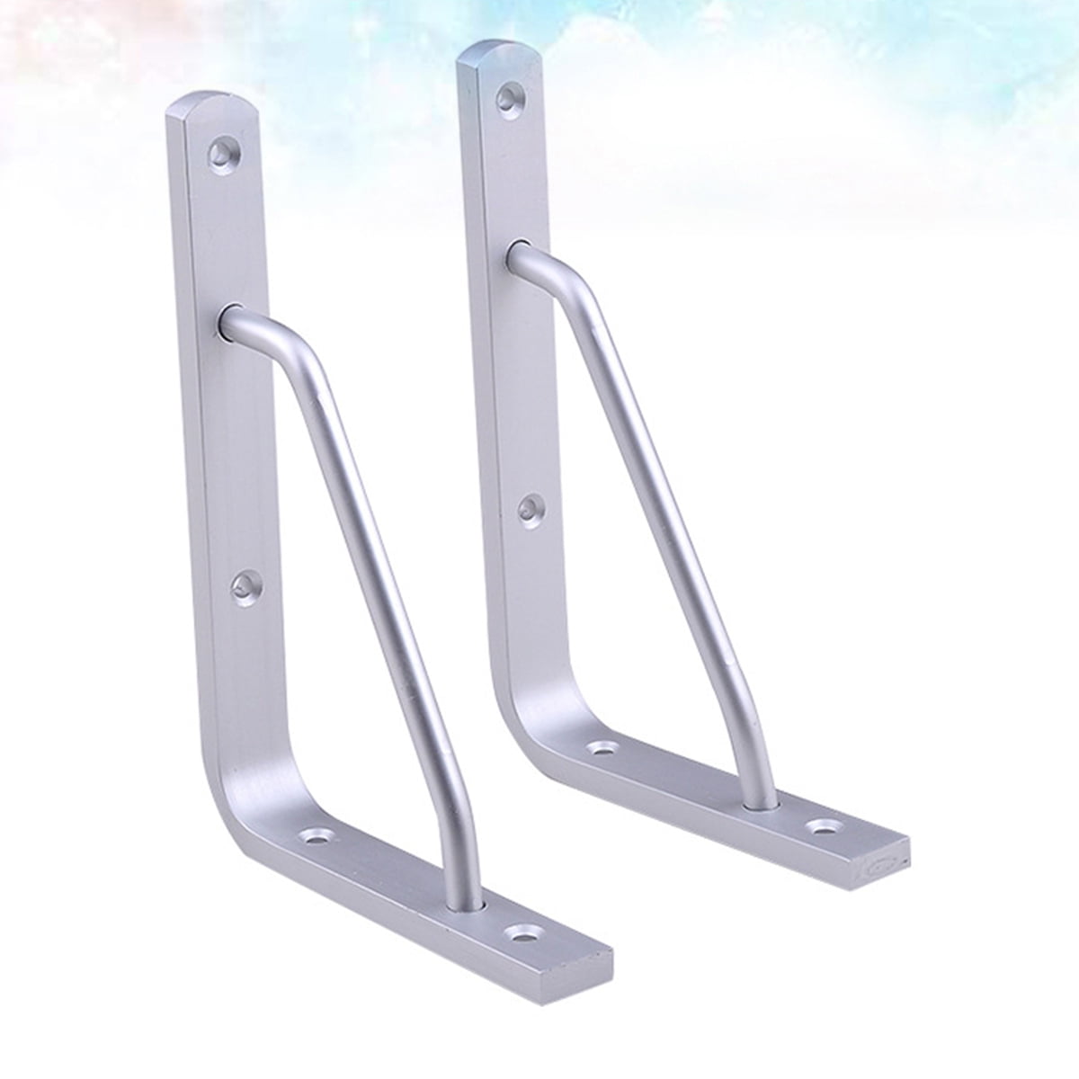 Worgeous 2 PCS Heavy Duty Shelf Brackets Thickened Silver Shelf Support Bracket Aluminium Alloy Practical Durable Support Frame for Home (10inch) 25X16CM Silver