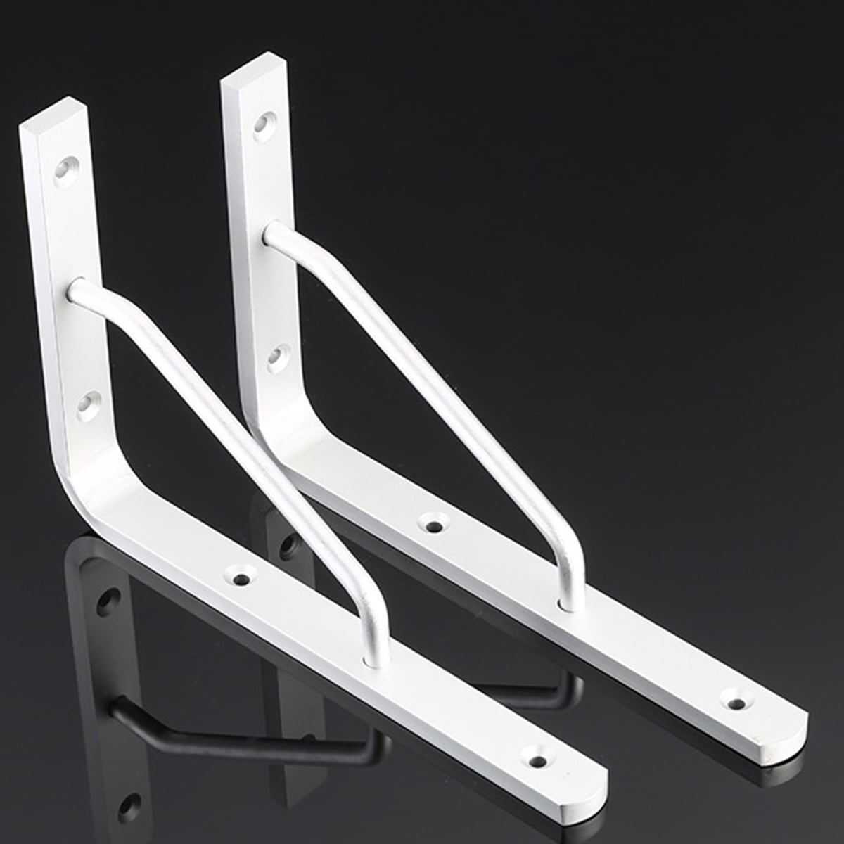 Worgeous 2 PCS Heavy Duty Shelf Brackets Thickened Silver Shelf Support Bracket Aluminium Alloy Practical Durable Support Frame for Home (10inch) 25X16CM Silver