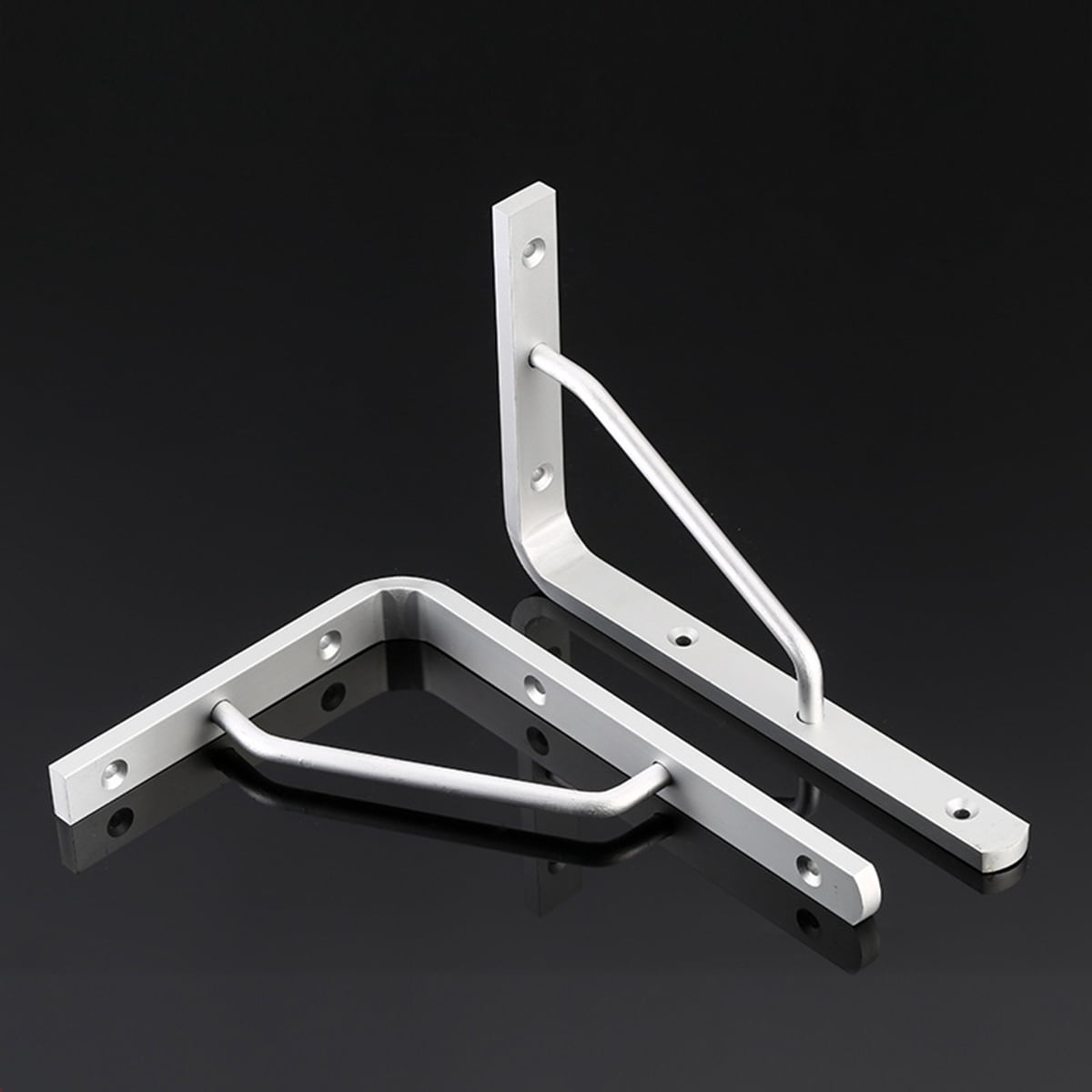Worgeous 2 PCS Heavy Duty Shelf Brackets Thickened Silver Shelf Support Bracket Aluminium Alloy Practical Durable Support Frame for Home (10inch) 25X16CM Silver