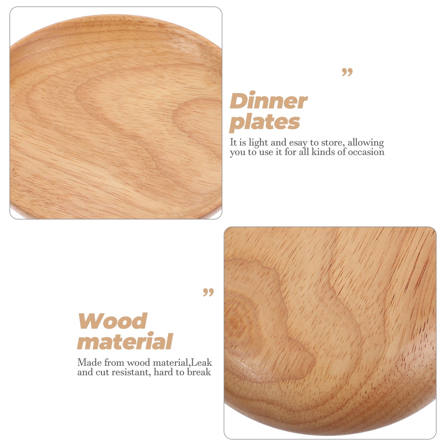 SWETRACE Flat Wooden Dinner Plate Beige For Wedding 1Pcs 4.9In 12.50X12.50X2.00CM Beige