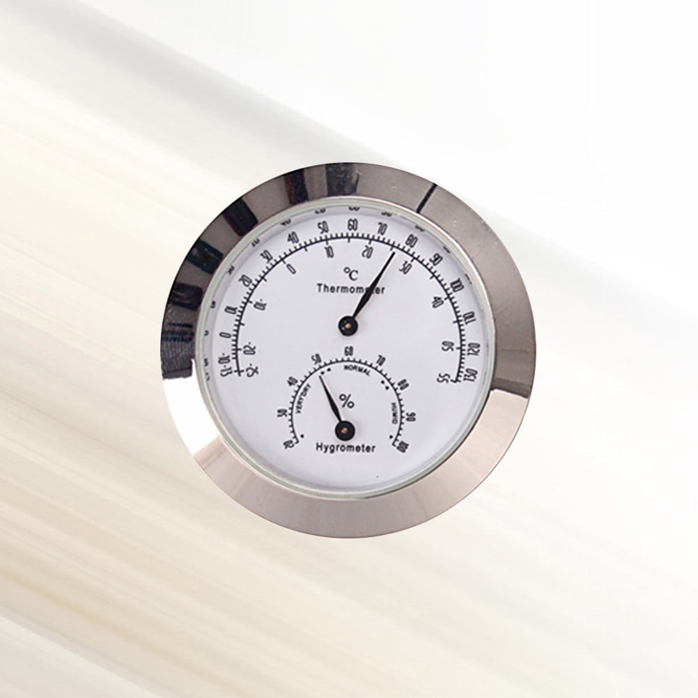 Worgeous Musical Instrument Hygrometer Round Violin Humidity Temperature Gauge Silver