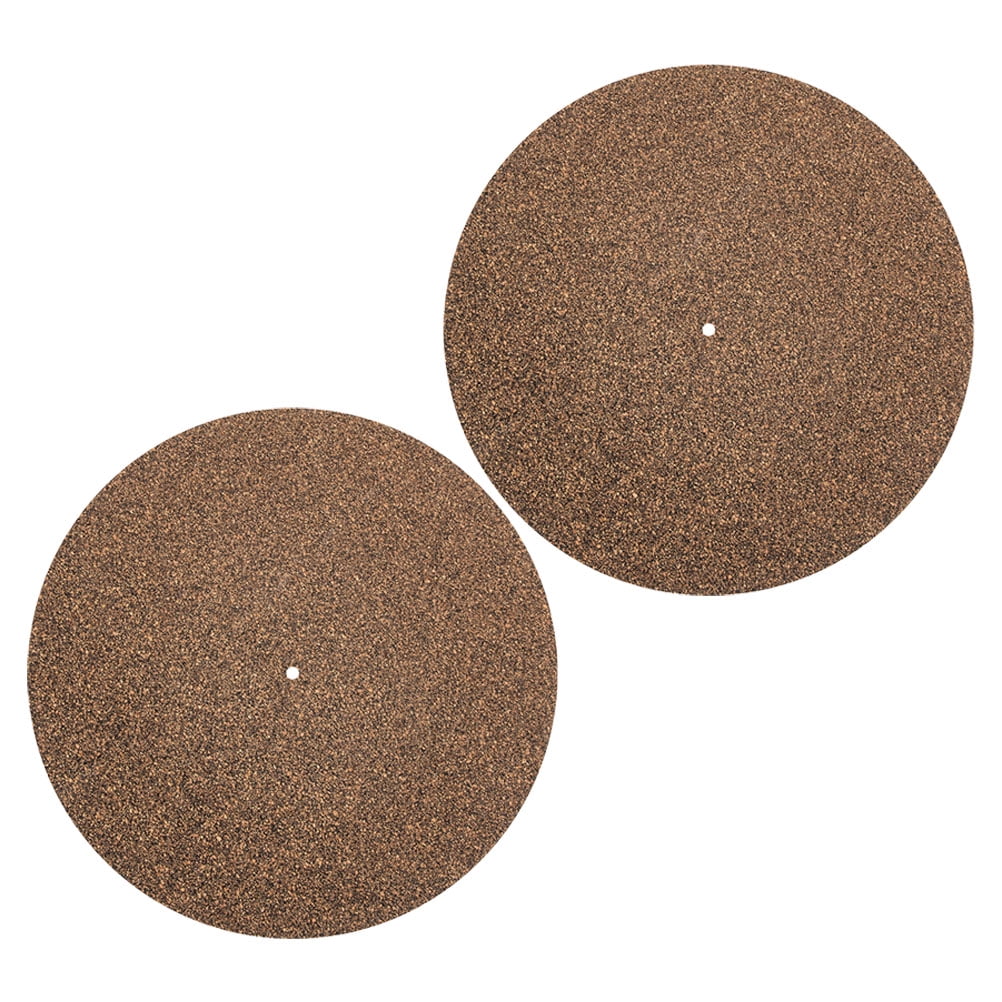 Ortofally 2Pcs Turntable Mat Cork Turntable Mat Cork Non-Slip Anti-Static Cork Mats Music Supply 29.70X29.70X0.10CM Brown