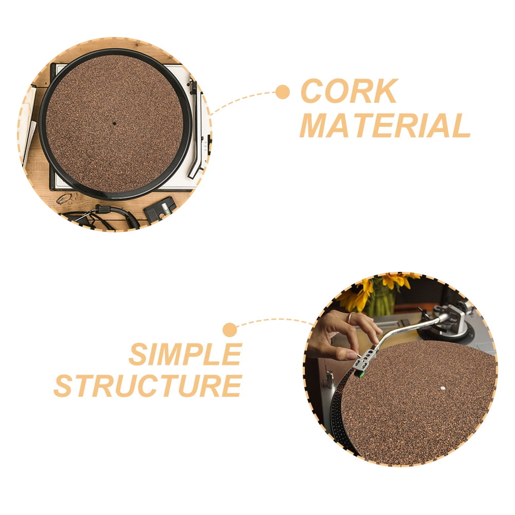 Ortofally 2Pcs Turntable Mat Cork Turntable Mat Cork Non-Slip Anti-Static Cork Mats Music Supply 29.70X29.70X0.10CM Brown