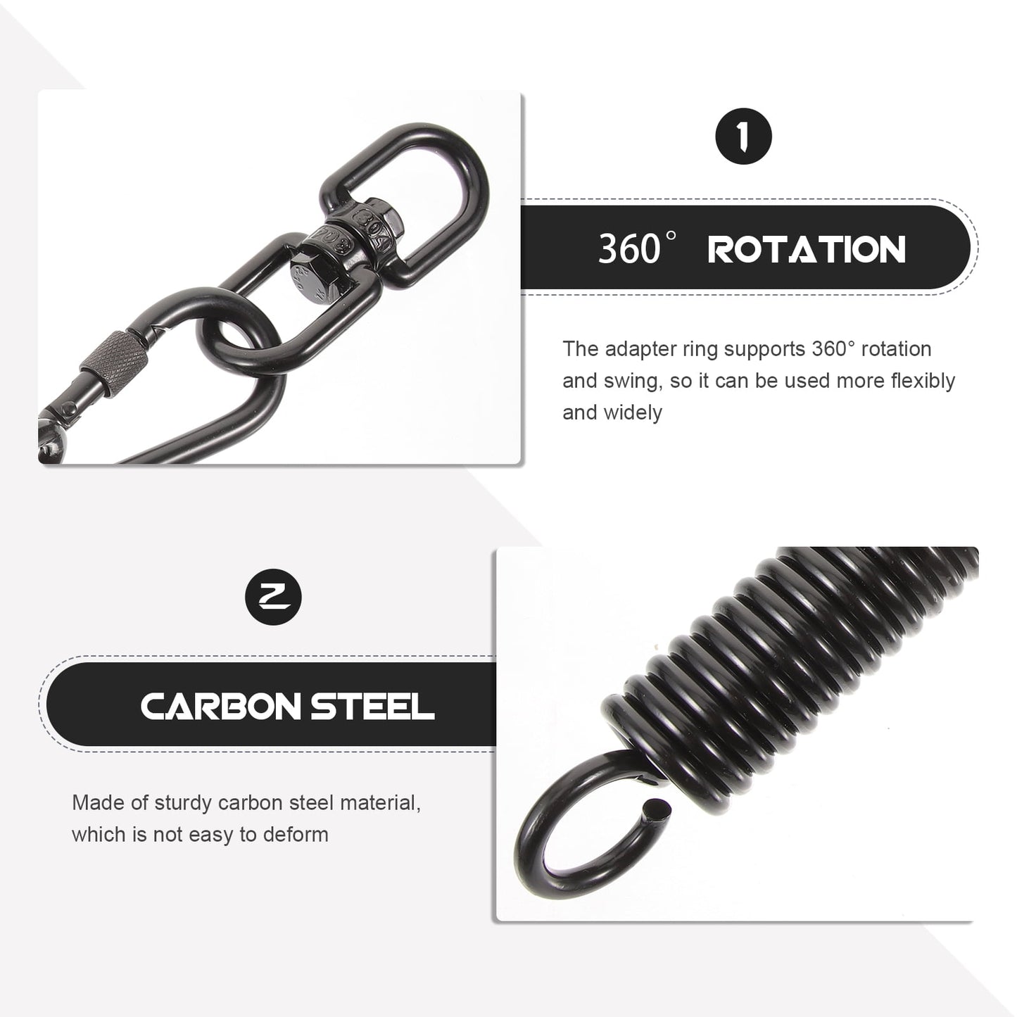 SWETRACE Porch Swing Springs Heavy Duty Black 1 Set 5.9x1.2in
