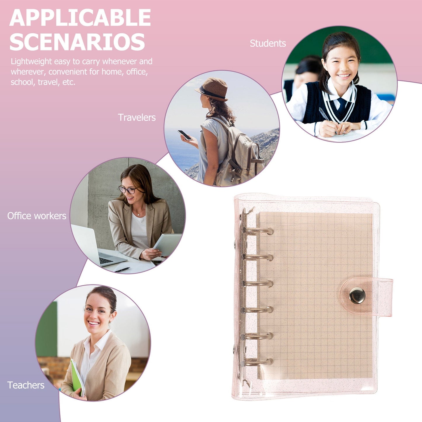 Worgeous Pink Small Notepad with PVC Material for Office Use Lightweight Compact Size 4.5 x 3 Inches