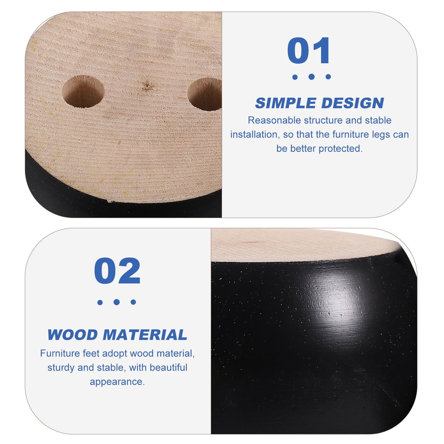 SWETRACE Furniture Feet Wood Round Bun Shape for Wooden Furniture Legs 6Pcs