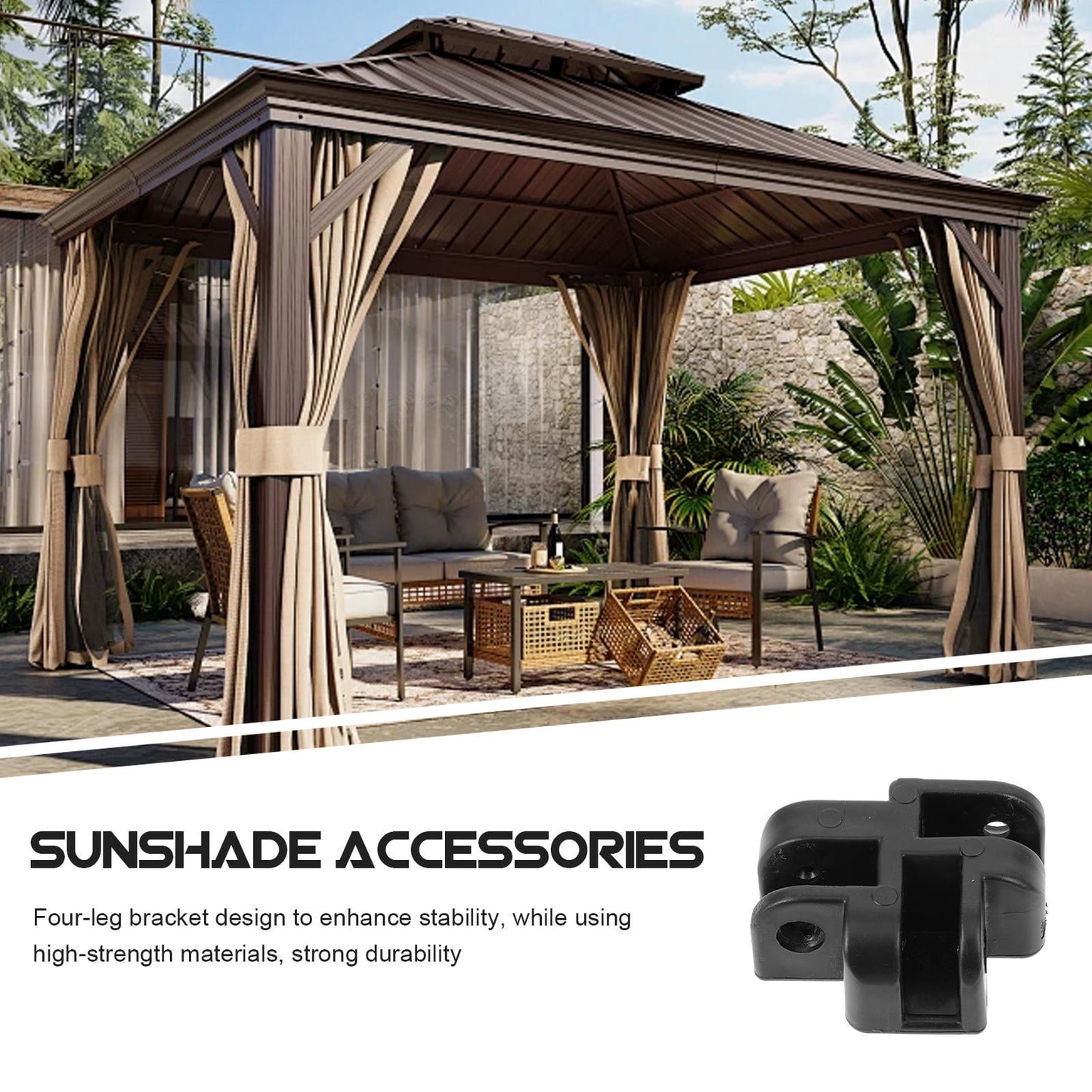 Worgeous Heavy Duty Gazebo Strong Canopy Tent Replacement Parts Black