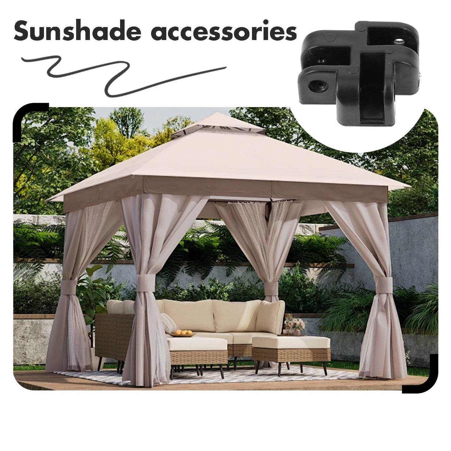 Worgeous Heavy Duty Gazebo Strong Canopy Tent Replacement Parts Black