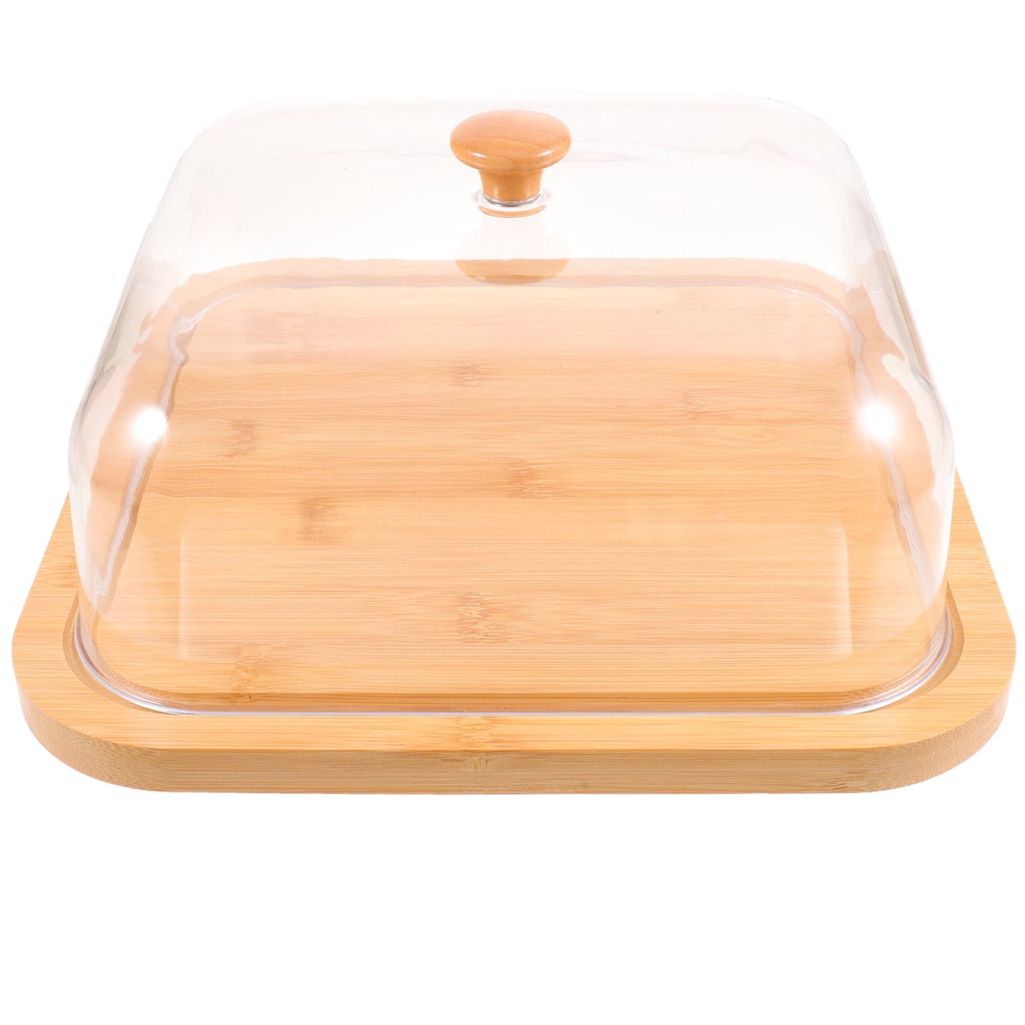 SWETRACE Bamboo Cake Serving Set Food Cover With Elegant Design For Set 10.2X10.2X5.1In