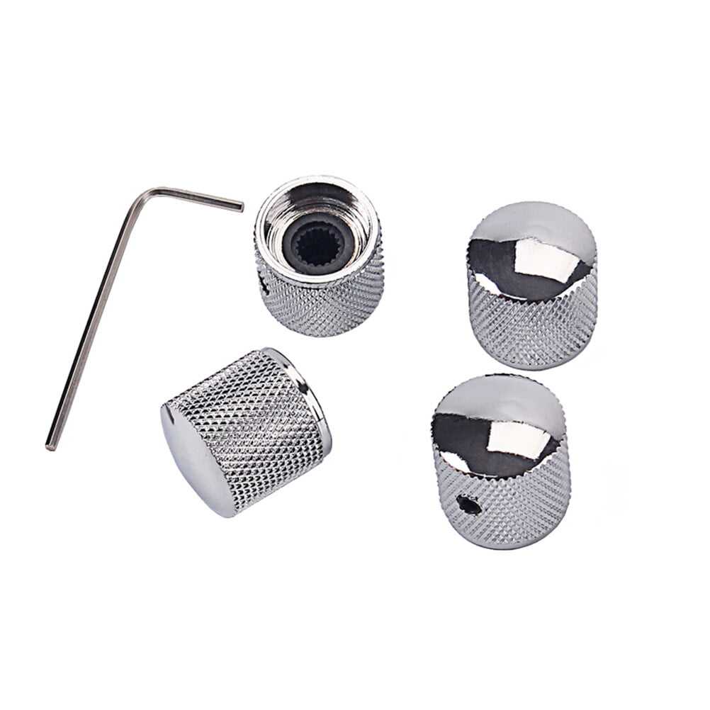 SWETRACE 4Pcs Metal Hexagon Knobs for Guitar Volume Control Silver 1.8 x 1.8 x 0.73in