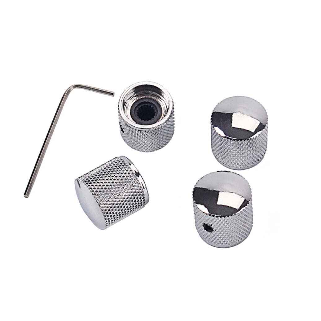 SWETRACE 4Pcs Metal Hexagon Knobs for Guitar Volume Control Silver 1.8 x 1.8 x 0.73in