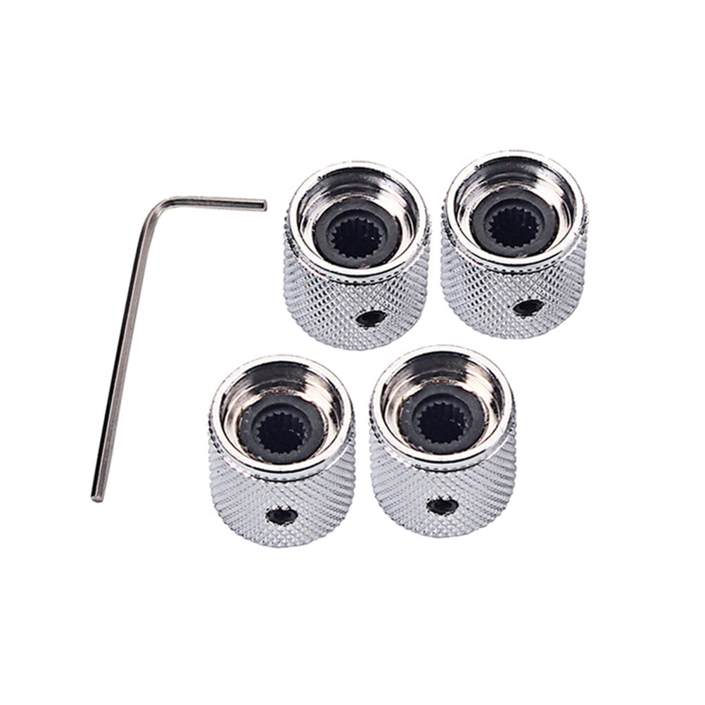 SWETRACE 4Pcs Metal Hexagon Knobs for Guitar Volume Control Silver 1.8 x 1.8 x 0.73in