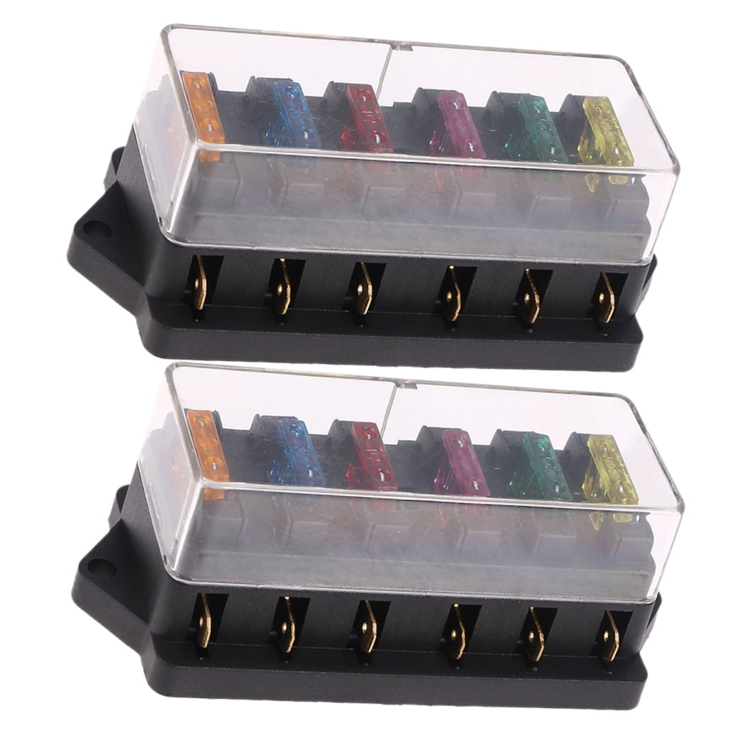SWETRACE 2Pcs Metal 6 Way Fuse Holder for Vehicle Maintenance Electrical Installation Car Fuse Accessory 4.3x2.0x1.7in