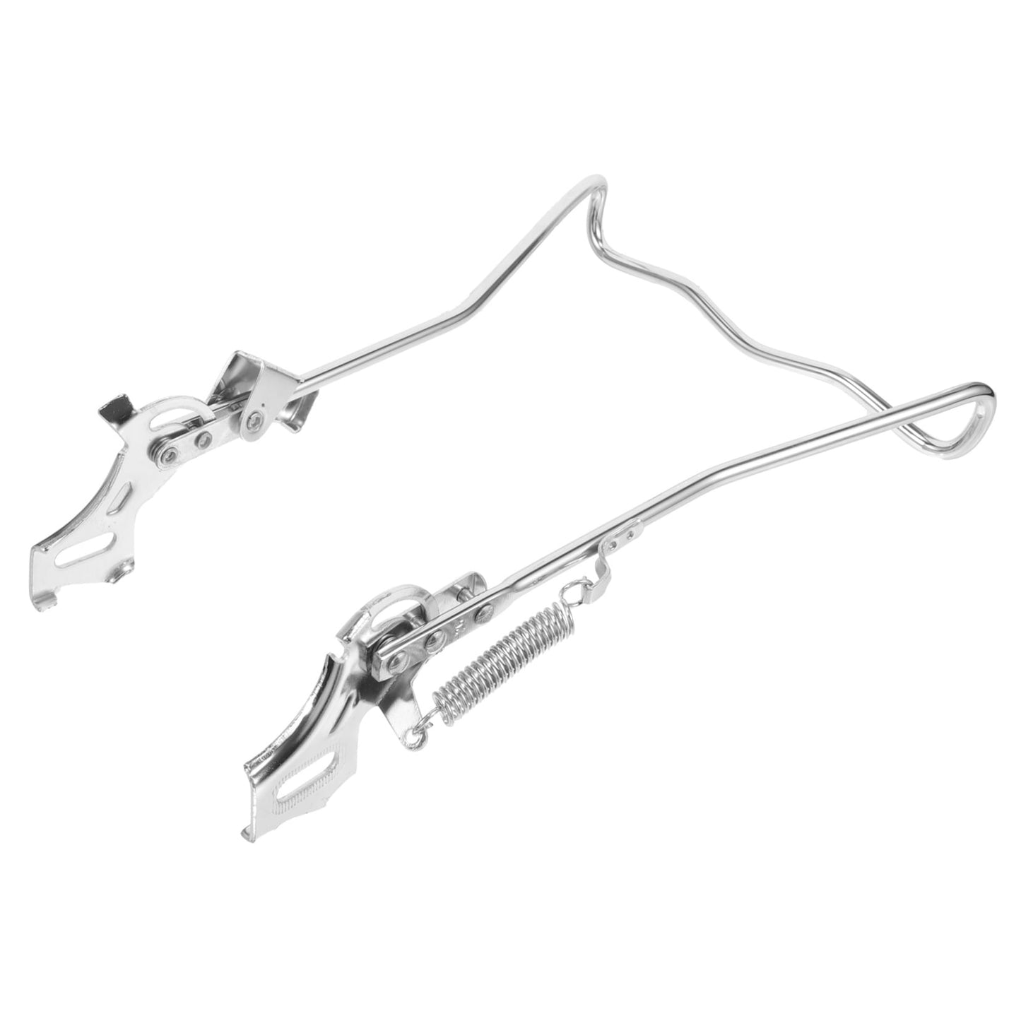 SWETRACE 1Set Steel Silver Double Legged Bike Kickstand for Stable Support Non Slip Feet Quick Adjustment 14.6x10x0.4in