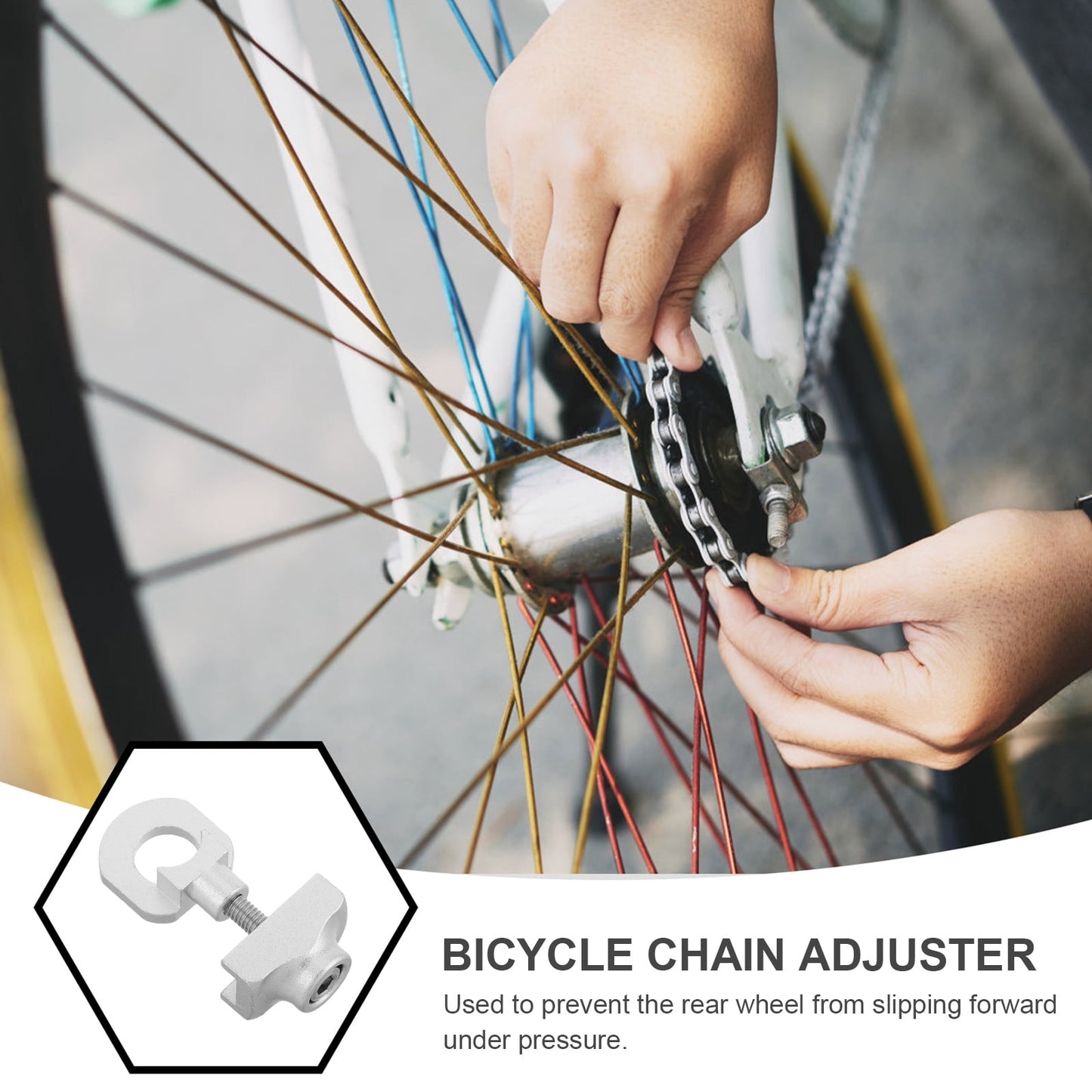 SWETRACE 1Set Mini Bike Chain Tensioner Aluminum Alloy Compact Design for Single-Speed Bicycles 1.4x0.8x0.7in