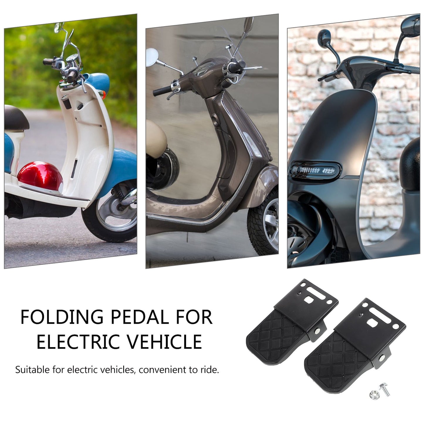 SWETRACE 1 Pair Electric Bike Accessories Folding Cycling Foot Pedals with Flat Shape for Daily Use