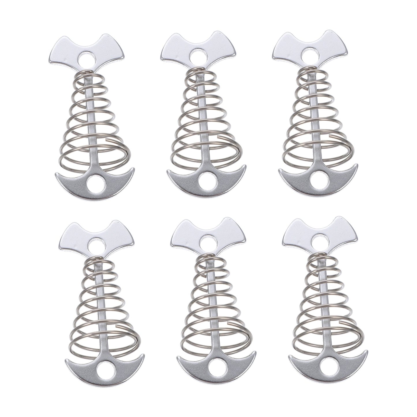 SWETRACE 6Pcs Stainless Steel Fishbone Tent Pegs for Outdoor Camping with Tent Rope Buckle 3.1x1.6x1.2in