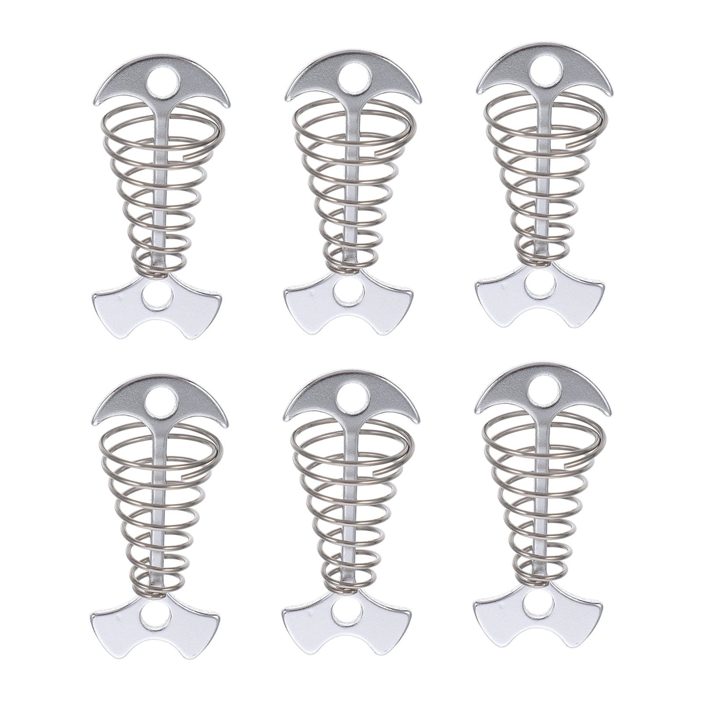 SWETRACE 6Pcs Stainless Steel Fishbone Tent Pegs for Outdoor Camping with Tent Rope Buckle 3.1x1.6x1.2in