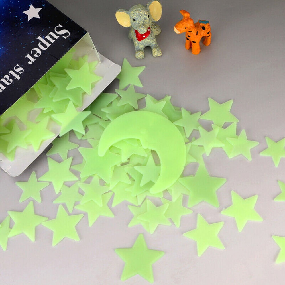 200 Pcs 3D Stars Glow In the Dark Luminous Fluorescent Wall Stickers Room Decors