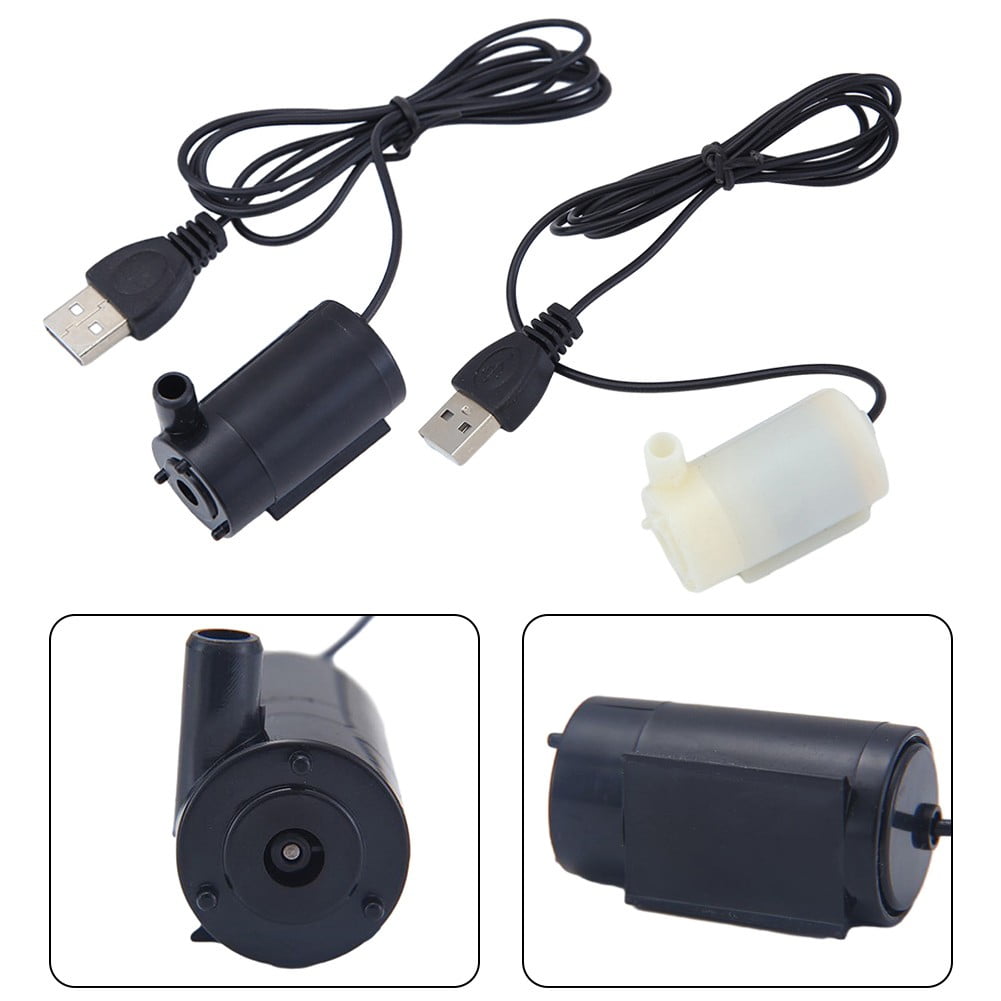 Small Water Pump Silent Submersible USB 5V 1m Cable Garden Outdoor Fountain Tool Black Smile Home White