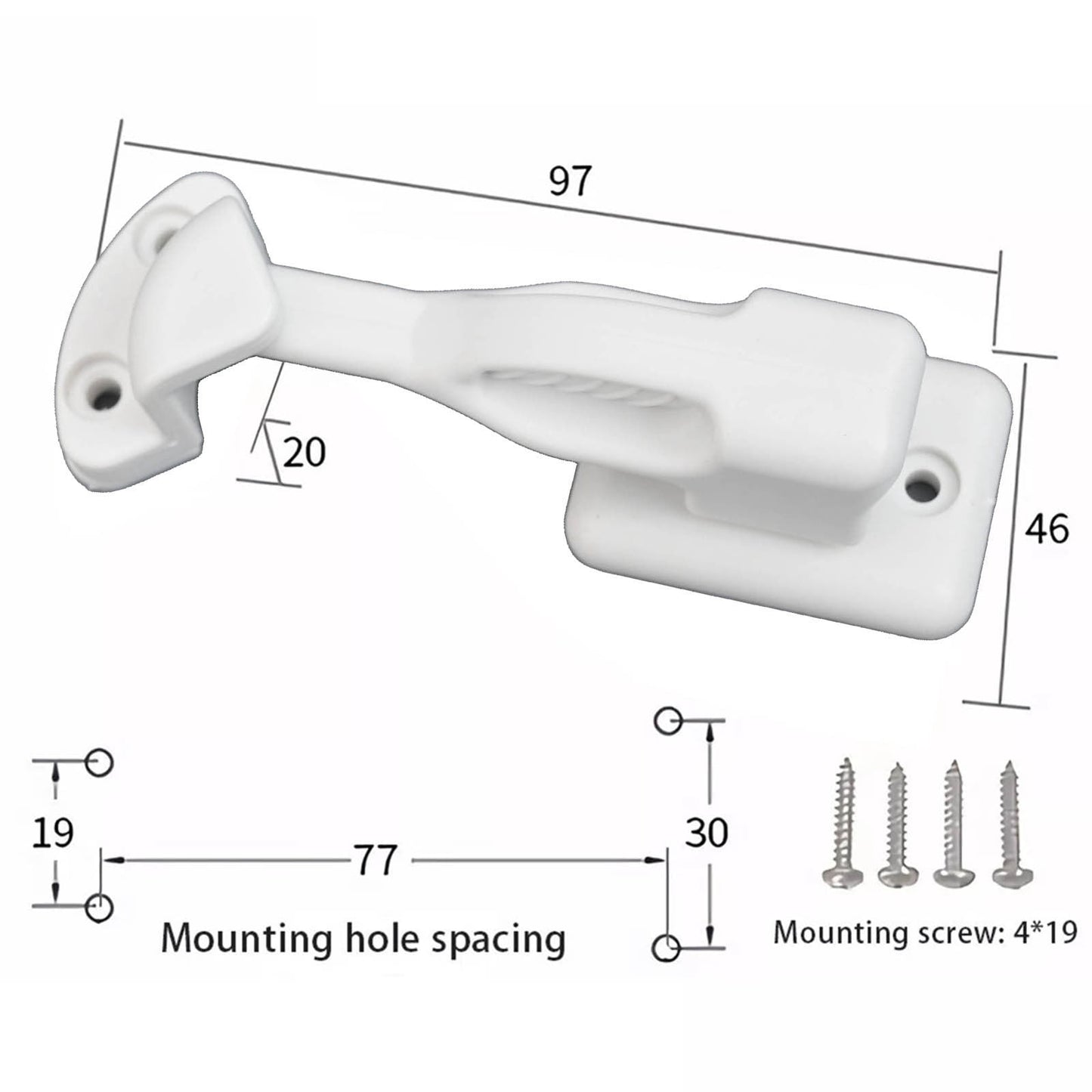 Nylon Rv Cabinet Latch Lock For Camper Trailer Boat Easy Install Secure Door Catch Holder White Black Travel Accessory Construction White