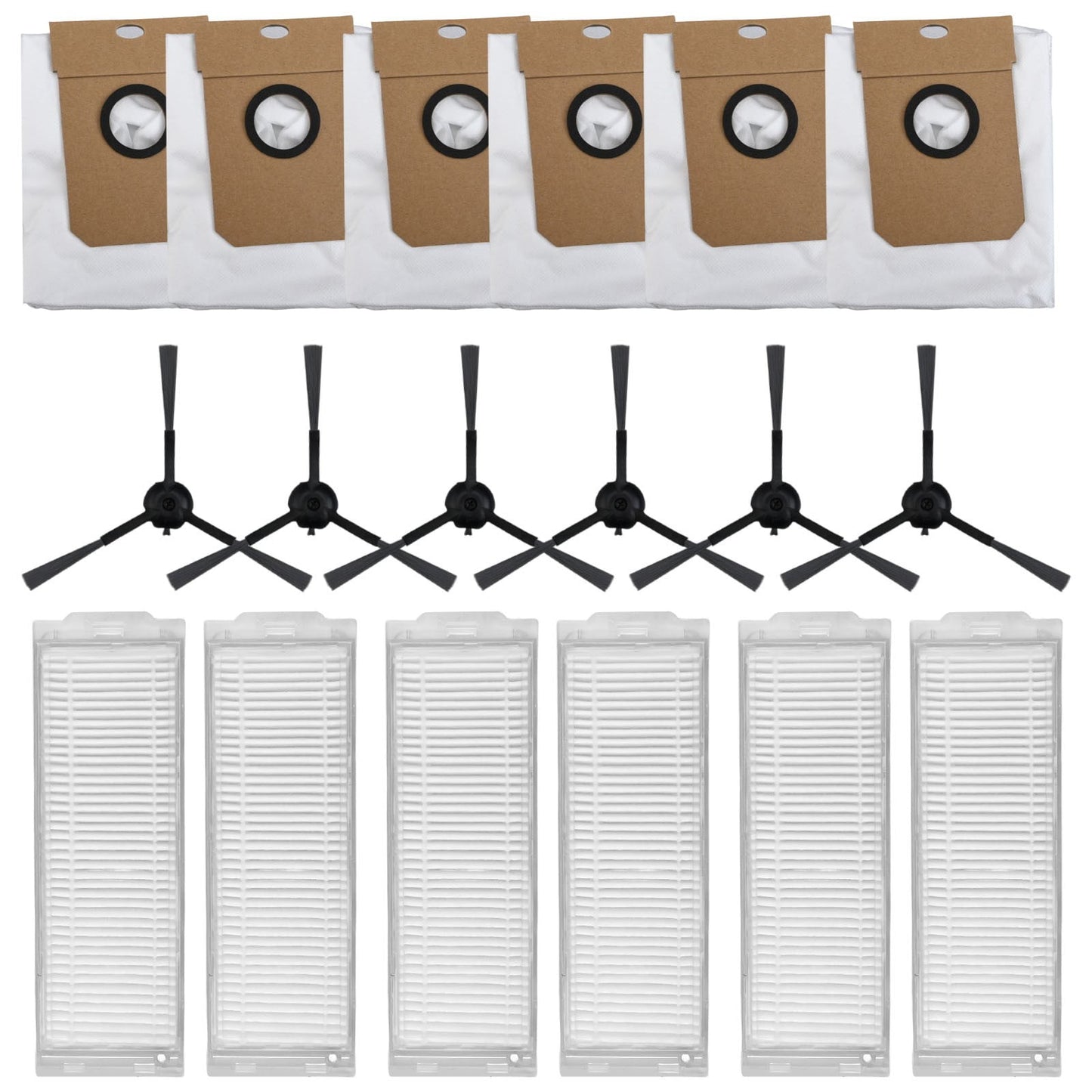 Cecotec Conga 13090 Spin Revol Home Vacuum Filter Dust Bag Side Brush Replacement Kit With 6 Filters 6 Bags 6 Brushes For Efficient Cleaning