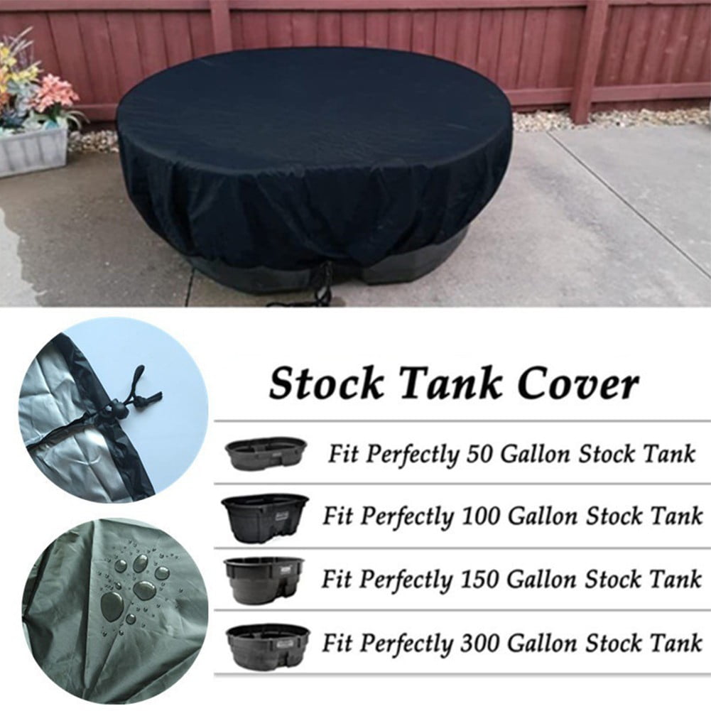 210D Oxford Fabric Stock Tank Cover Oval Ice Bath Cover Gallon Basin Waterproof Drawstring Pool Protector 50Gallon 300 gal