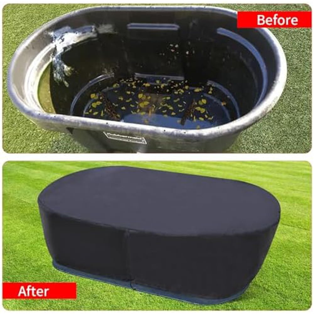 210D Oxford Fabric Stock Tank Cover Oval Ice Bath Cover Gallon Basin Waterproof Drawstring Pool Protector 50Gallon 300 gal