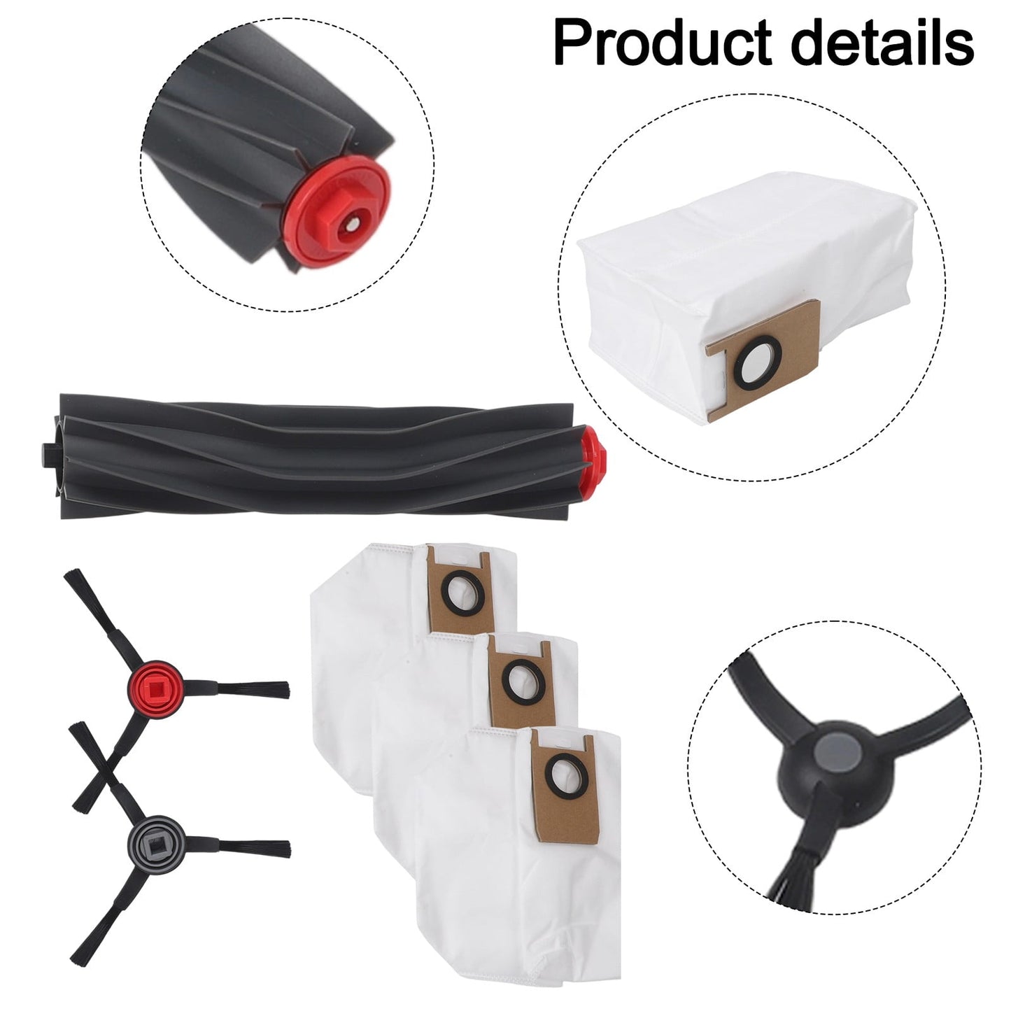 1 Set Main Roller Side Brush Dust Bags Kit Improving Air Quality For Eufy 3-in-1 E20 Robot Vacuum Cleaner Part Accessories