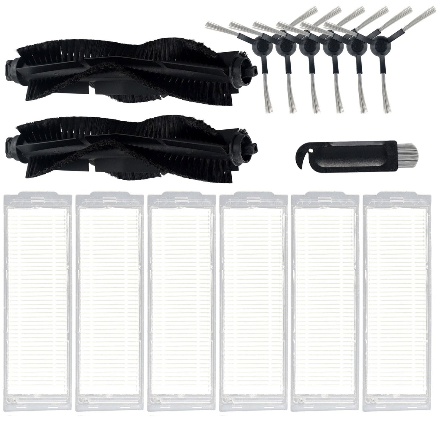 Convenient Replacement Parts for WYZE Robot Vacuum Cleaner WVCR200S 2 Main Roller Brush 6 Side Brush 6 Filter