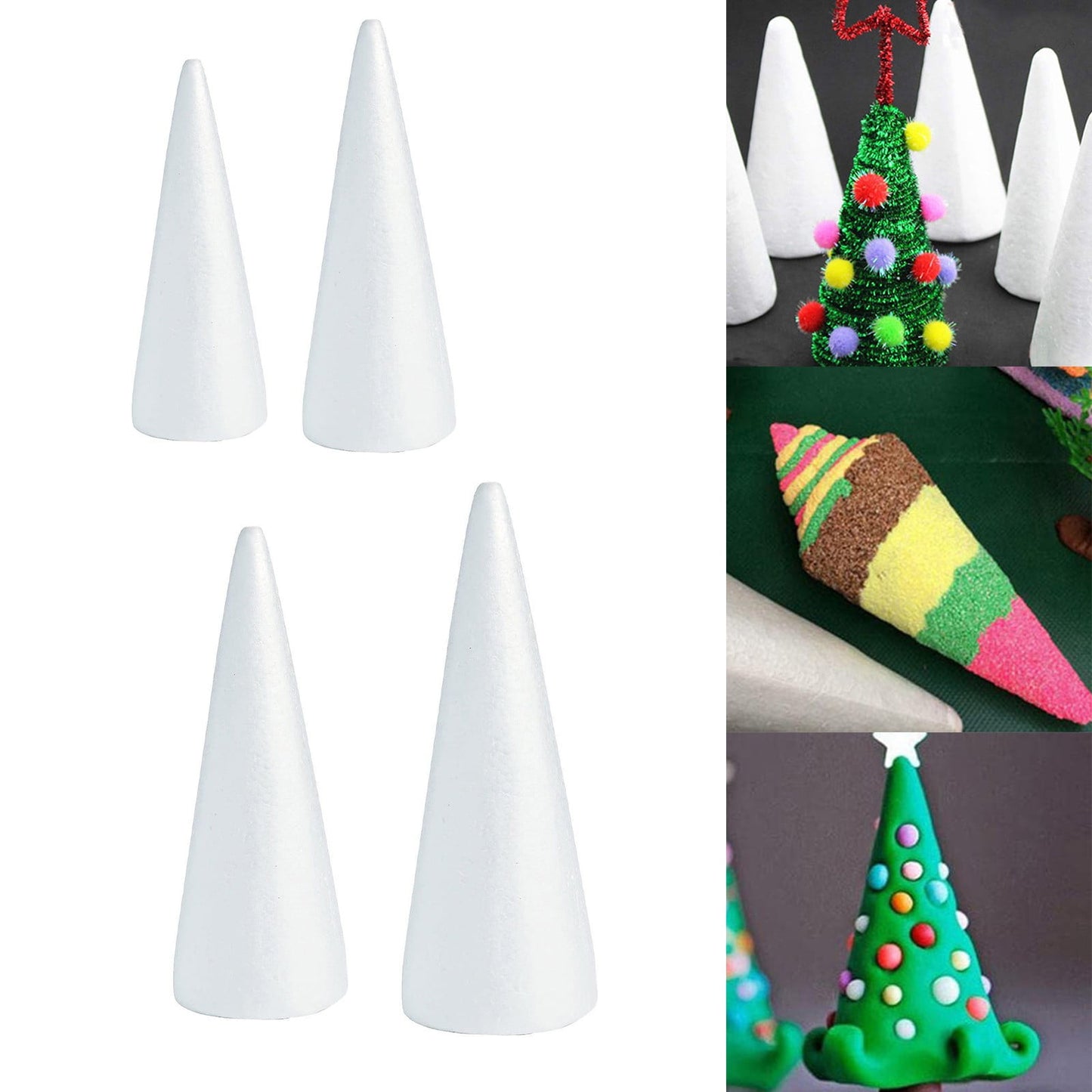 Lierteer Styrofoam Foam Cones Polystyrene for Crafts DIY Painting Triangle Tree 20cmX7.9cm