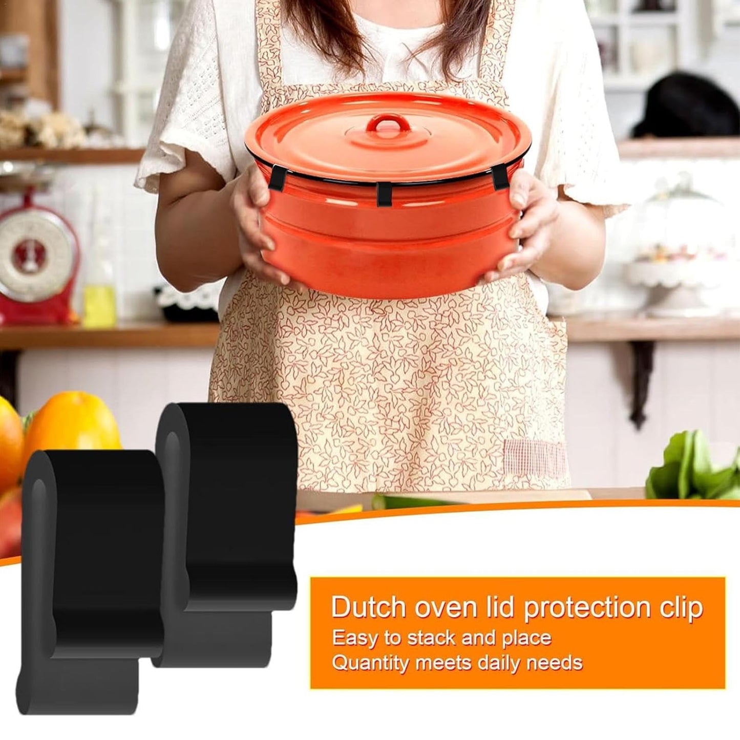 Dutch Oven Lid Protector Clips - 8x Oven Lid Lifter | Cookware Protector Replacement Clip | Cookware Protector Clips Replacement | Pot Bumpers for Tacking Cookware