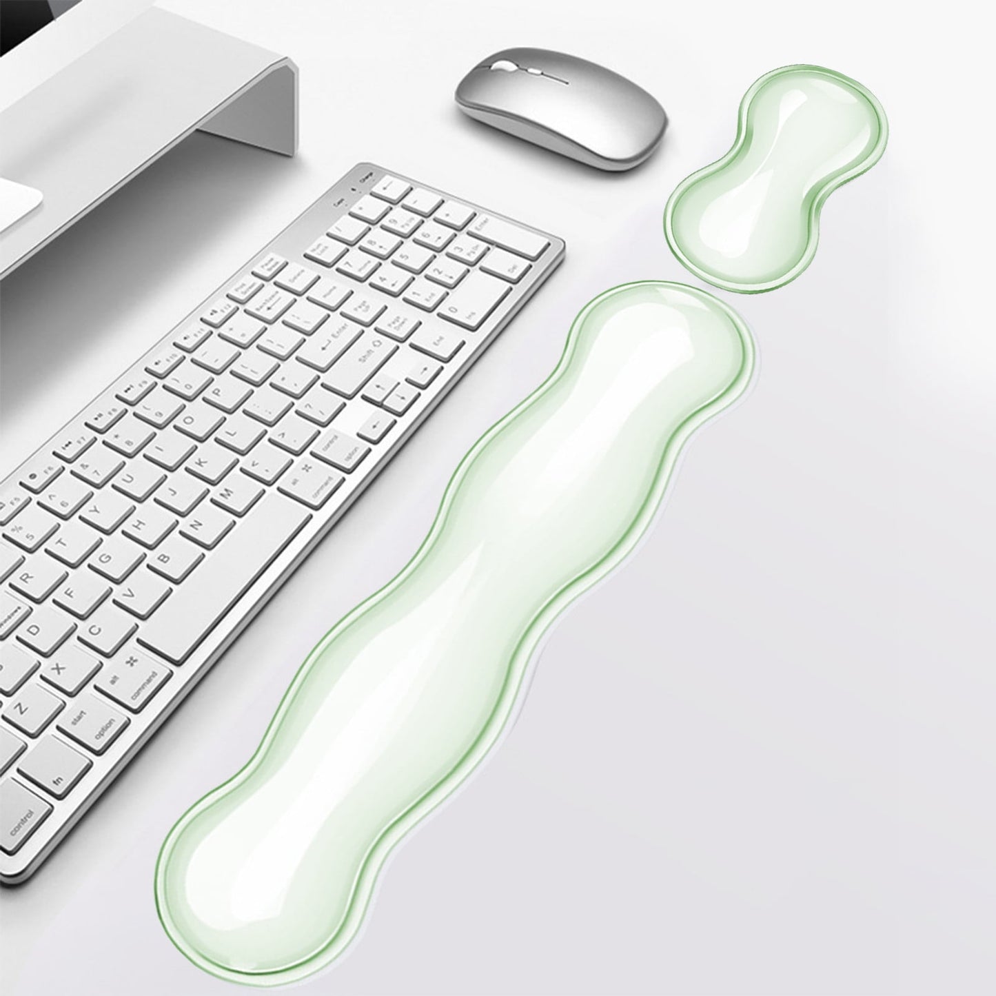 Gel Wrist Rest For Keyboard, Silicone Gel Keyboard and Mouse Wrist Rest Set, Cool Soft Ergonomic Wrist Rest, Relax Your Wrist, for Laptop Computer Office & Home Green
