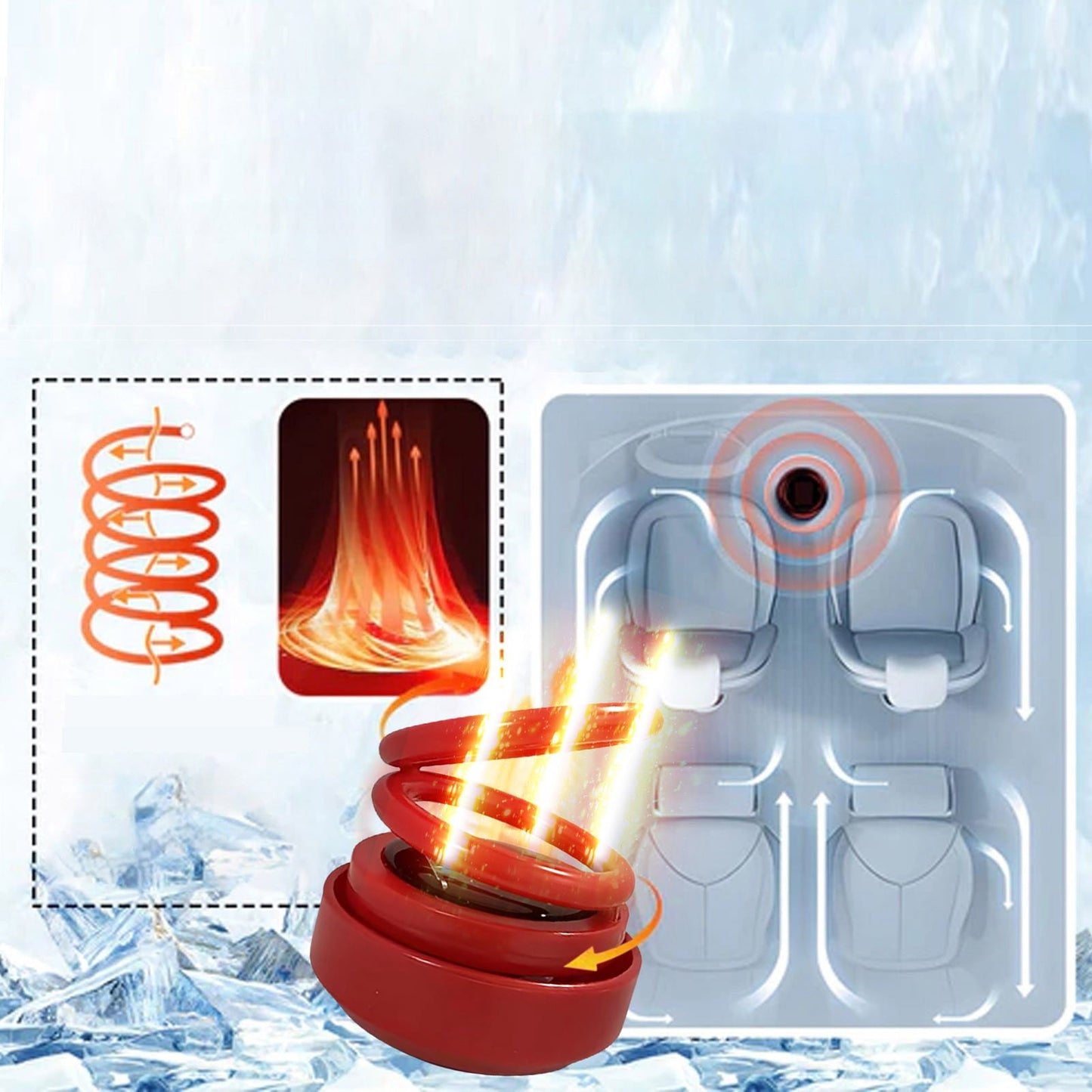 Portable Dynamic Molecular Heater,Heated Glass Fan Defroster Mini Car Heater Solar Anti-Icing Tool Kinetic Heating Portable Kinetic Molecular Car Defroster For Car Living Room Bedroom