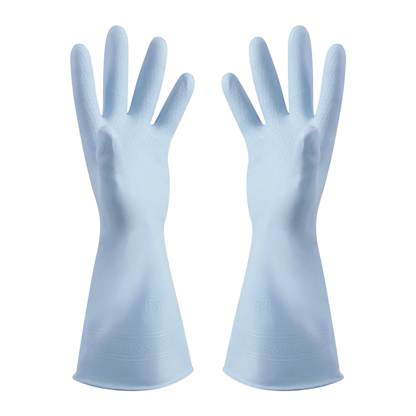 1 Pairs Rubber Gloves for Dishwashing Cleaning, Cotton Lined Household Gloves, Waterproof Gloves for Kitchen Bathroom, Reusable Gloves, Food Grade Non-Slip Household Kitchen Gloves Light blue,M