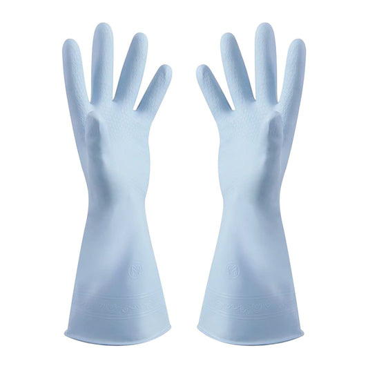 1 Pairs Rubber Gloves for Dishwashing Cleaning, Cotton Lined Household Gloves, Waterproof Gloves for Kitchen Bathroom, Reusable Gloves, Food Grade Non-Slip Household Kitchen Gloves Light blue,M