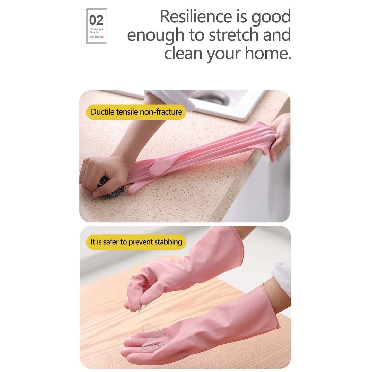 1 Pairs Rubber Gloves for Dishwashing Cleaning, Cotton Lined Household Gloves, Waterproof Gloves for Kitchen Bathroom, Reusable Gloves, Food Grade Non-Slip Household Kitchen Gloves Pink,L