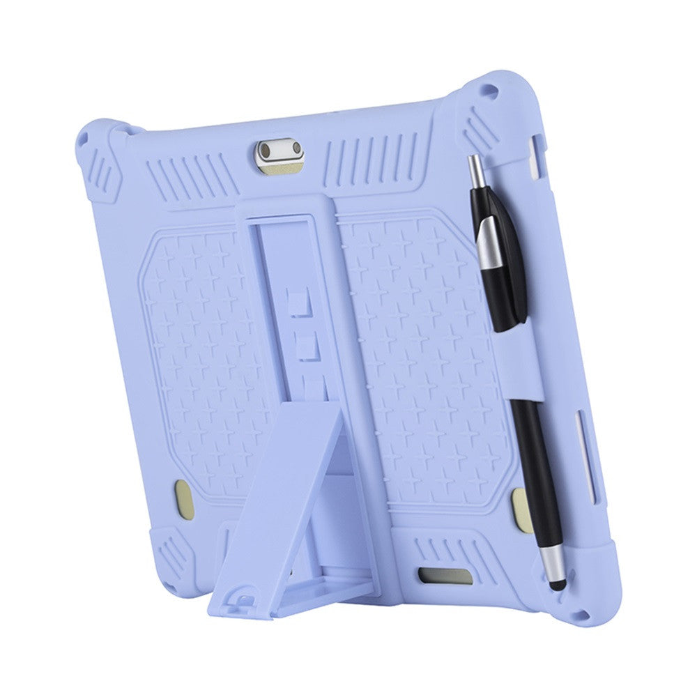 10,10.1 inch Silicone Tablet Case with Stylus Pen & Shoulder Strap, Universal Shockproof Silicone Cover Case,Soft Portable Protective Cover for Android Tablet PC Purple
