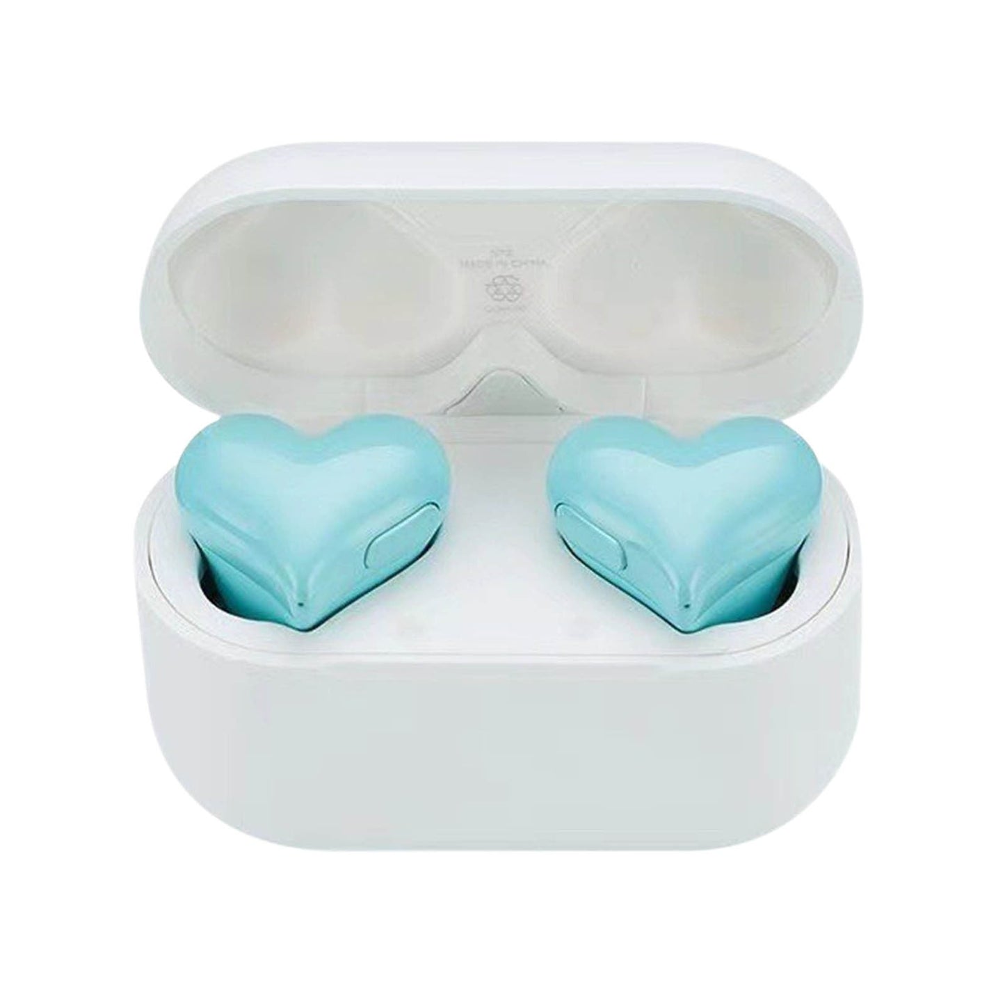 Heart Shaped Earbuds, Stylish Headphones HiFi Stereo Sound Waterproof Bluetooth 5.3 Earphones with Charging Case for Girls Women, Noise Reduction Sports Wireless In Ear Bluetooth Earphones Blue