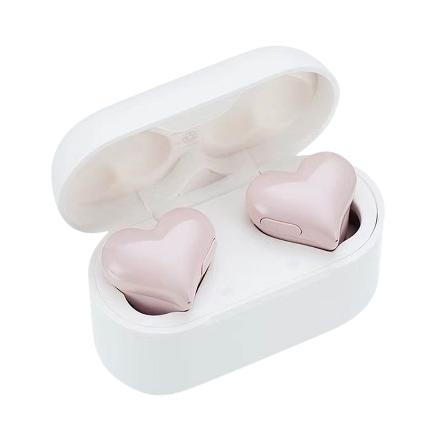 Heart Shaped Earbuds, Stylish Headphones HiFi Stereo Sound Waterproof Bluetooth 5.3 Earphones with Charging Case for Girls Women, Noise Reduction Sports Wireless In Ear Bluetooth Earphones Pink