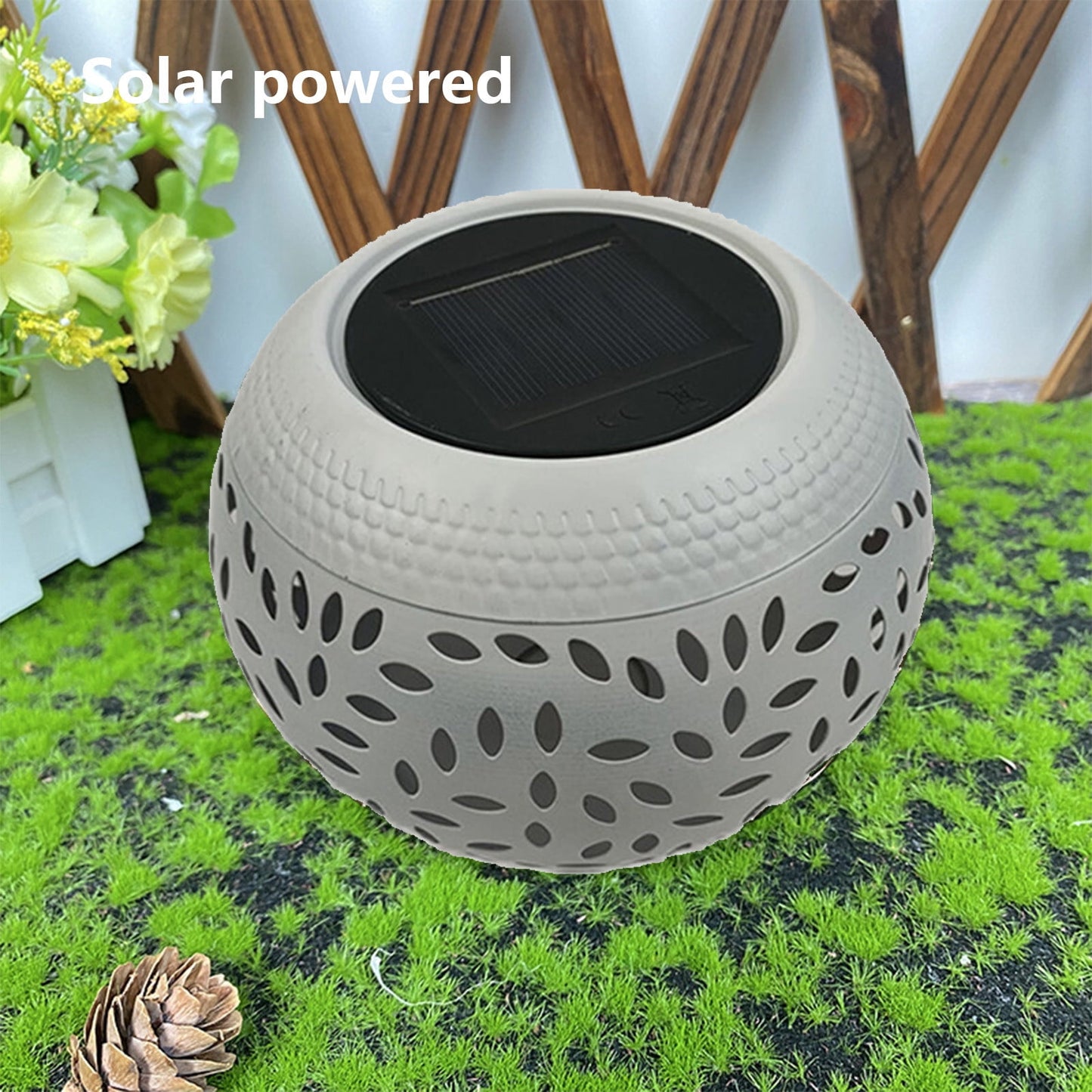 Solar Lantern Outdoor Waterproof, Solar Table Lights LED Metal Tabletop Light Solar Powered Decorative Lighting Lanterns for Desk Bedroom Patio Garden Yard,Flickering Flame Light round Pot White