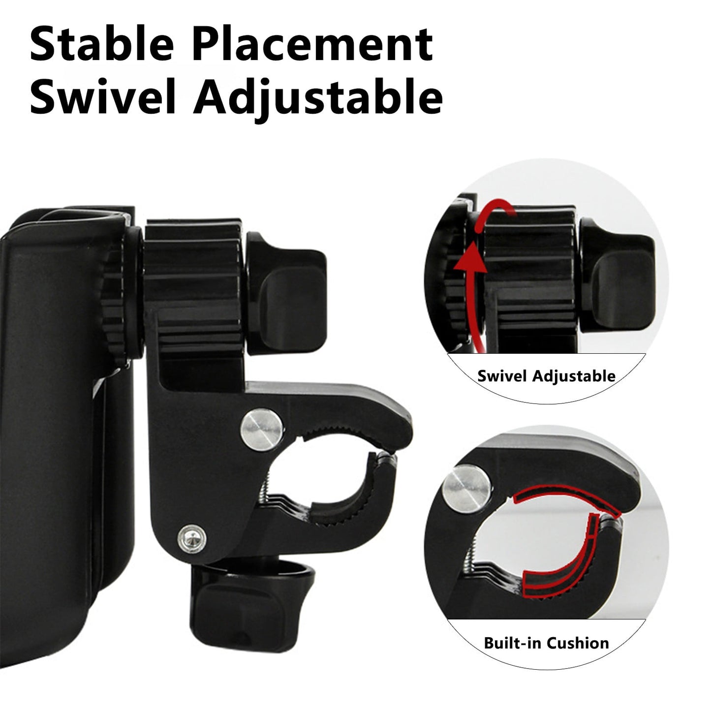 2-in-1 Bicycle Cup Holder with Mobile Phone Holder - Universal Water Bottle Holder, Coffee & Tea Mug Holder, for Electric Bike, Bicycle, Motorcycle, Stroller, Walker - Fits Phones Up to 6.5 Inches