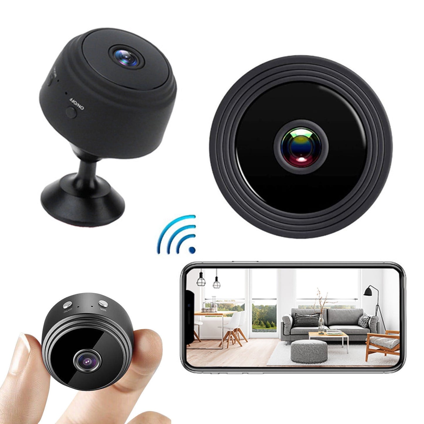 Magnetic Mini Security Camera - 3 Pack 1080P WiFi Wireless Security Camera - Motion Detection, Night Vision, Loop Recording, USB Rechargeable, Indoor & Outdoor Use, Home/Office Surveillance