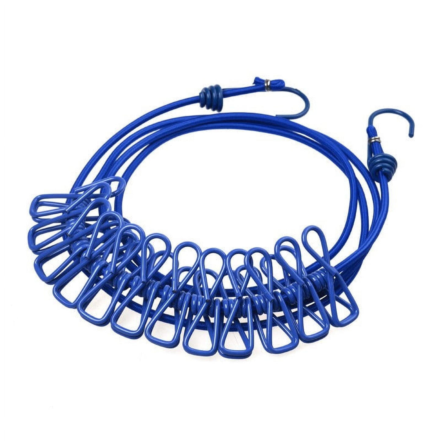 Portable Clothesline for Travel, Camping, and RV – Windproof Elastic Clothesline with 12 Clips, 6ft Length, Non-Slip, Space-Saving, Easy to Hang – Ideal for Backyard, Bathroom, and Outdoor Use Blue