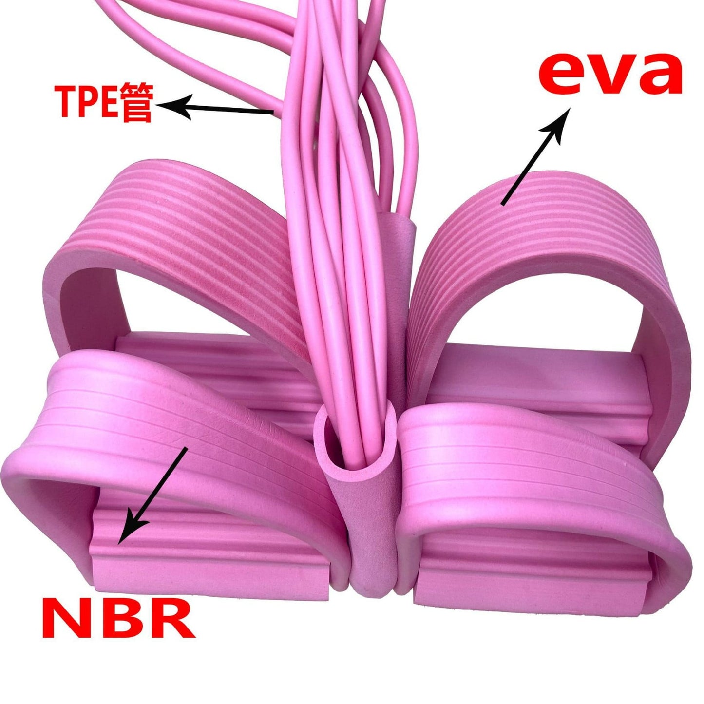 21 Fitness Resistance Bands-4 Tube Pedal Ankle Puller - Sit up Leg Stretch Rope Exercise Bands with Handles, Stretching Workout Fitness Bands for Arm Weights Exercise Equipment Pink
