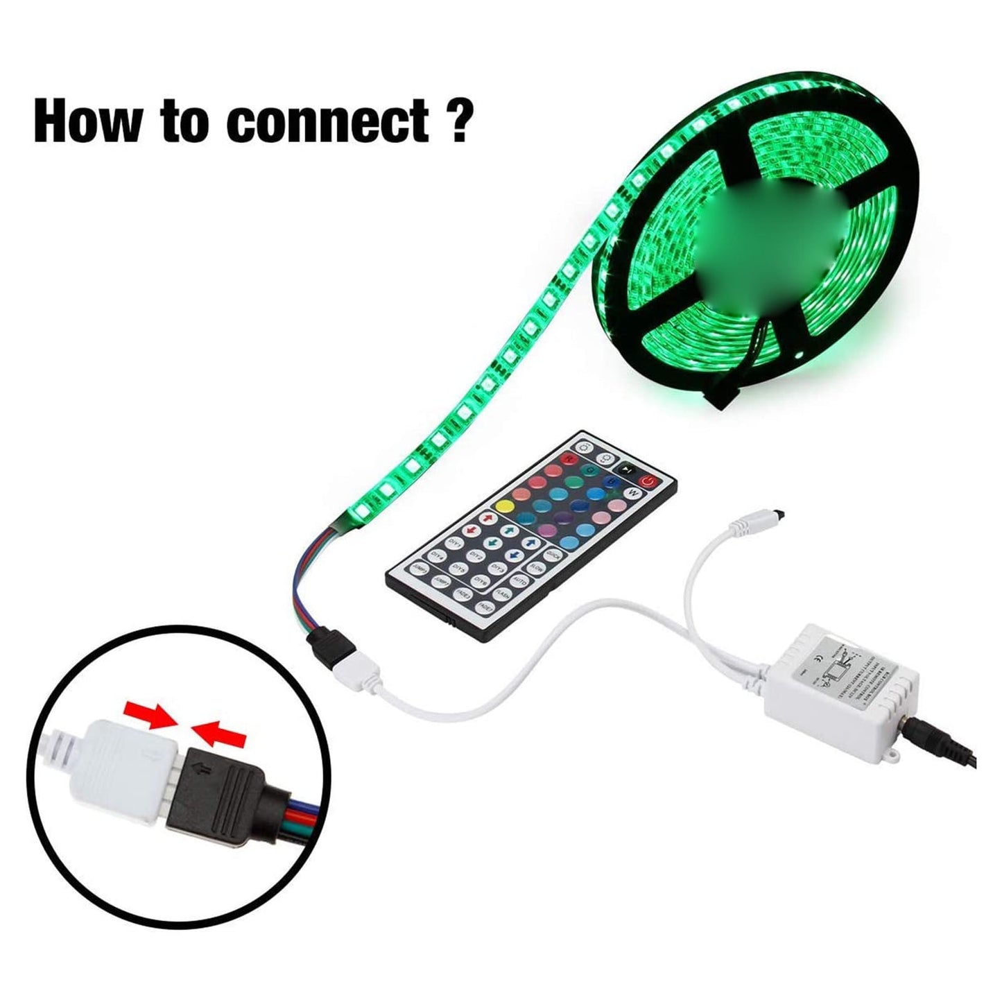 12V LED Strip Light Controller - 44 Key IR Infrared Wireless Remote with Receiver, RGB Color Changing, 16 Colors, 5 Light Modes, Adjustable Speed, Flash/Strobe/Fade, Not Included LED Lights
