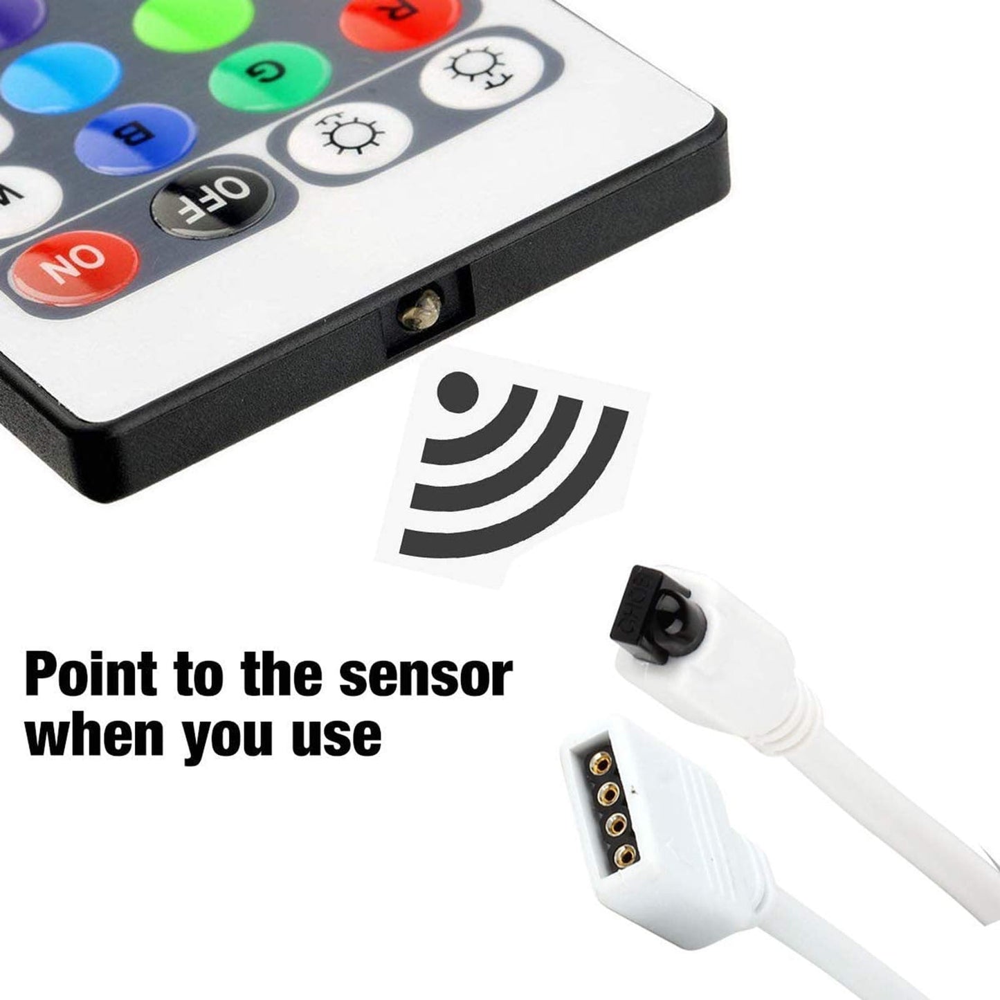 12V LED Strip Light Controller - 44 Key IR Infrared Wireless Remote with Receiver, RGB Color Changing, 16 Colors, 5 Light Modes, Adjustable Speed, Flash/Strobe/Fade, Not Included LED Lights