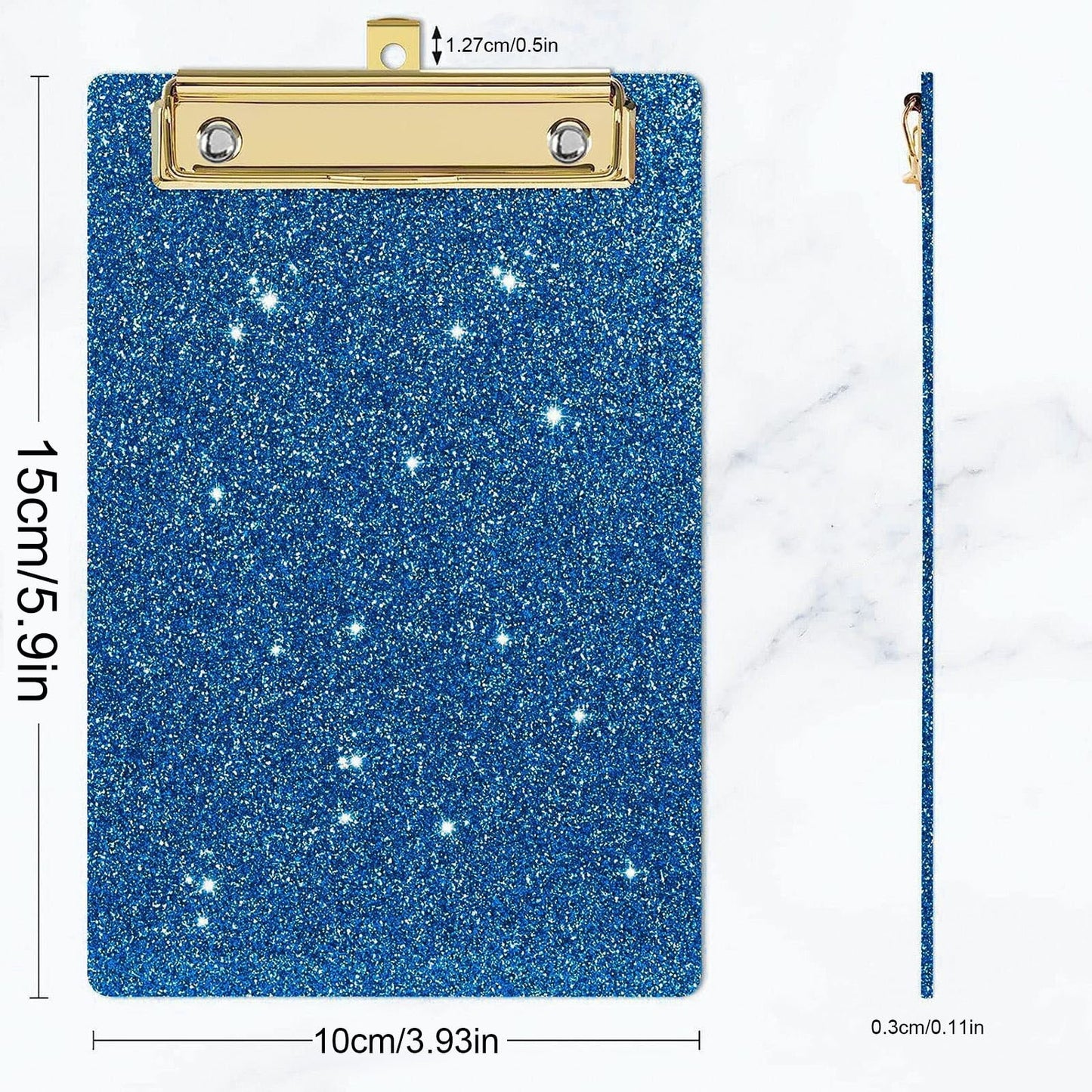 Acrylic Clipboards, Fashion Glitter Clip Board with Low Profile Gold Clip, Designed for Classroom School and Office Use, A4 Letter, 5.91x3.94x0.39 5.91" x 3.94" x 0.39" Pink