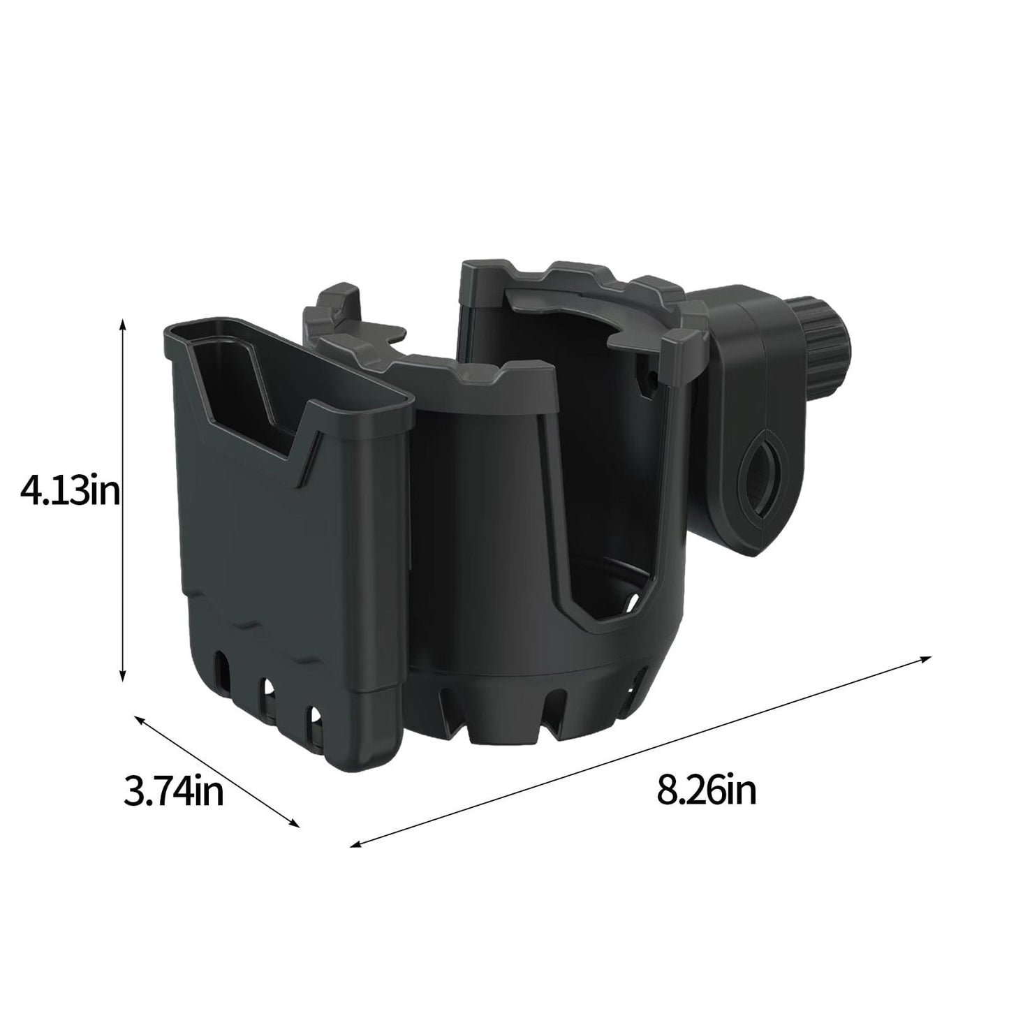 2-in-1 Adjustable Drink Holder,Universal Cup Holder with Cell Phone Holder,Large Diameter Design Bike Cup Holder for Wheelchair Walker Bike Free Size Black